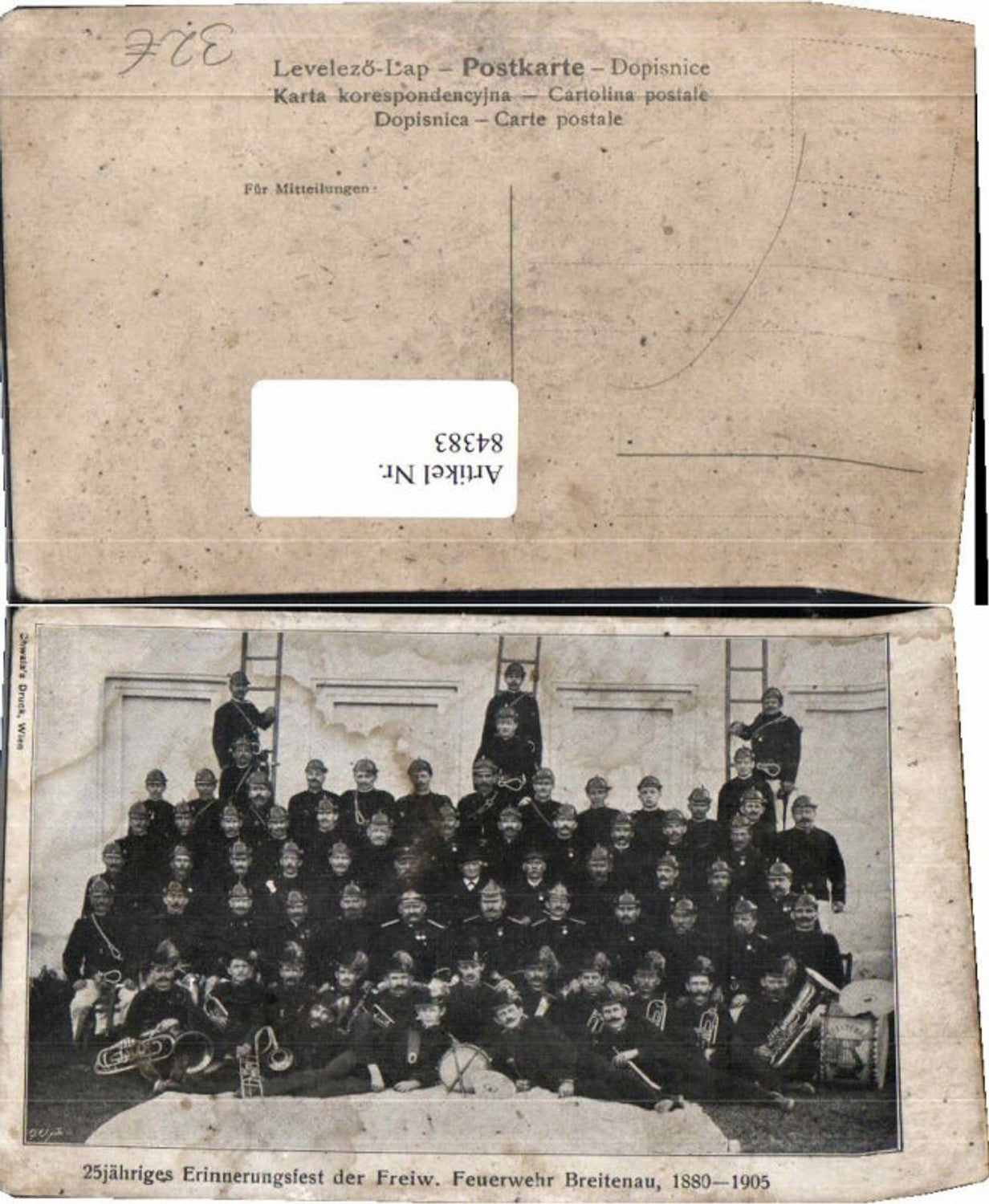 84383,Breitenau am Steinfeld 25 Jahr Freiweilige Feuerwehr 1905