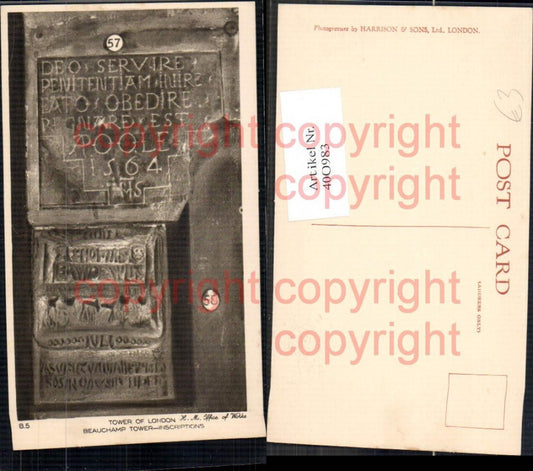 400983,Tower of London Beauchamp  Tower Inscriptions Relief Archäologie