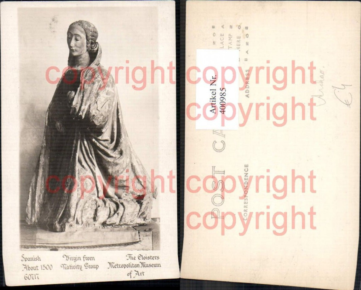 400985,Virgin from Nativity Group Spanish 1500 Statue Archäologie Ausgrabung