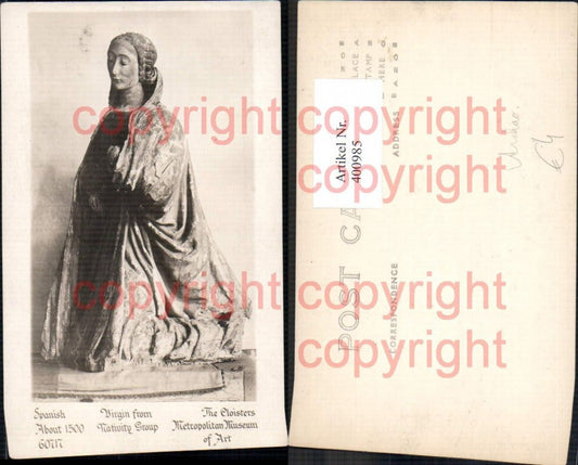 400985,Virgin from Nativity Group Spanish 1500 Statue Archäologie Ausgrabung