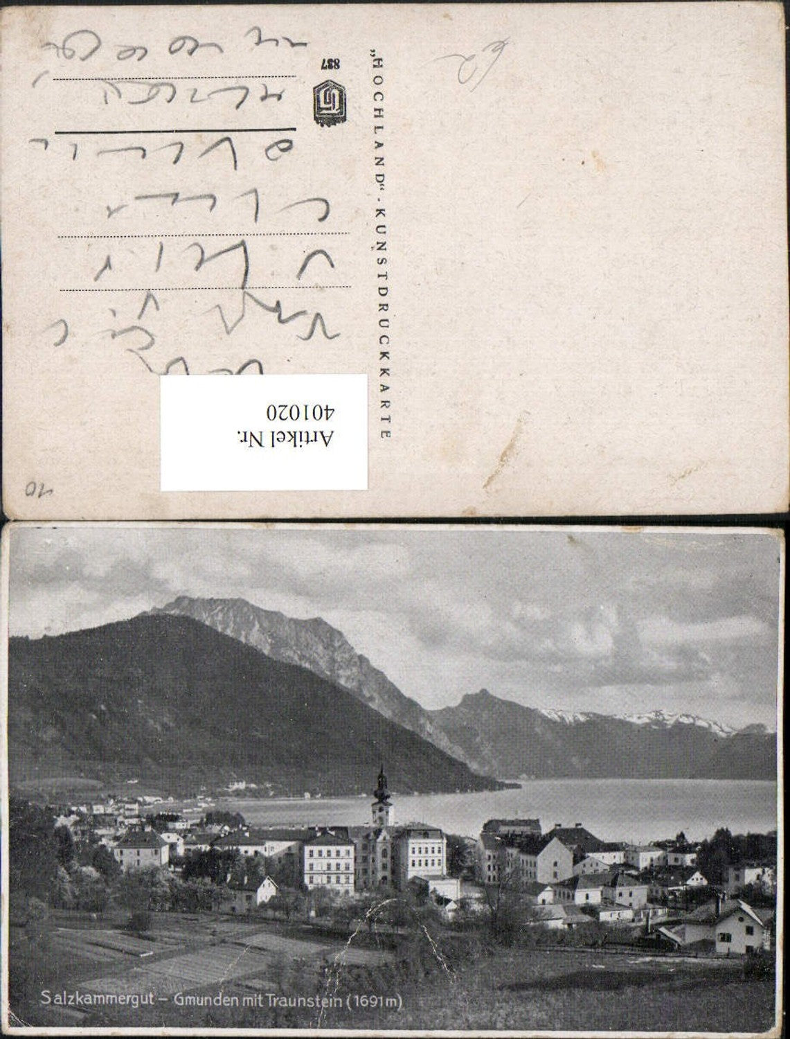 401020,Gmunden Teilansicht m. Traunstein Bergkulisse