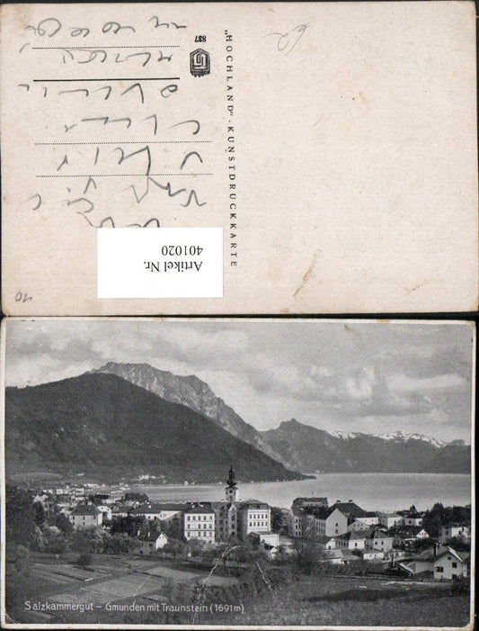 401020,Gmunden Teilansicht m. Traunstein Bergkulisse
