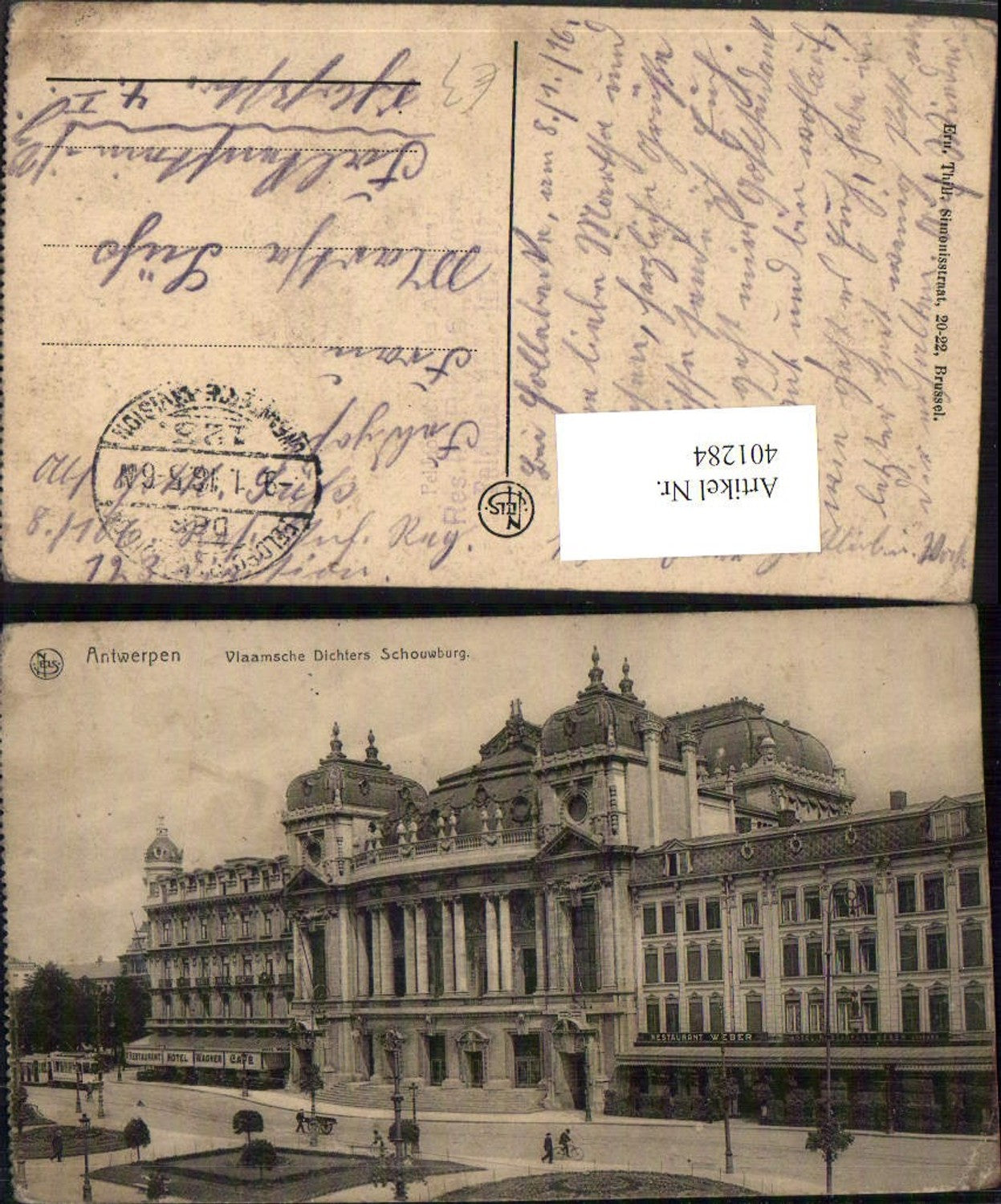 401284,Belgium Antwerpen Anvers Vlaamsche Dichters Schouwburg Gebäude