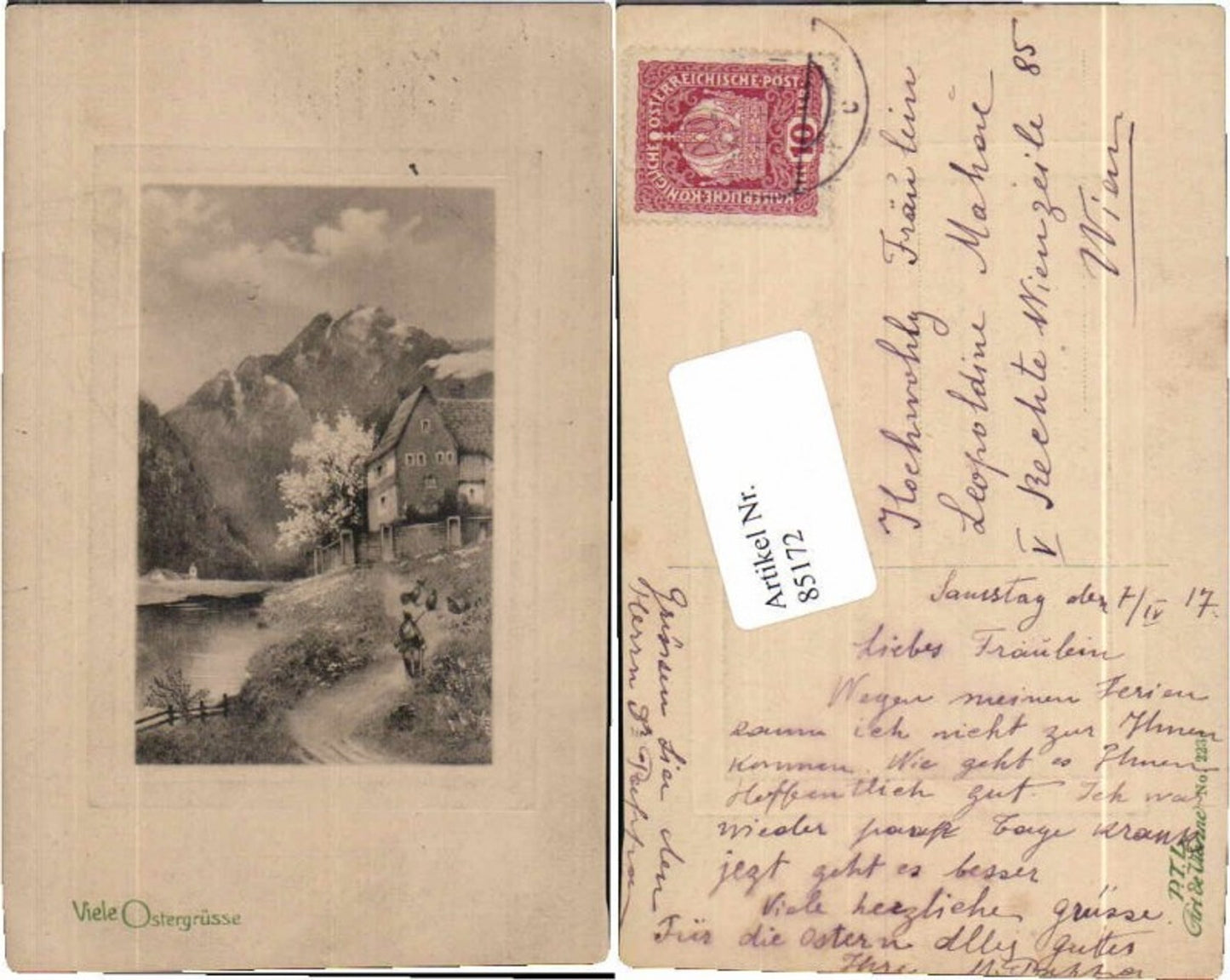 85172,PTL Art de Vienne 2233 Schöne Präge Ostern Haus Berge