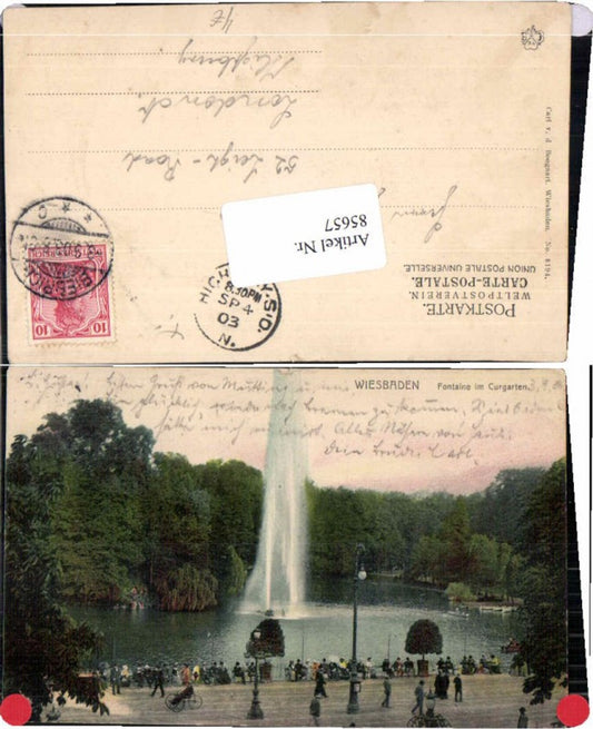85657,Wiesbaden Fontaine Brunnen im Curgarten 1900