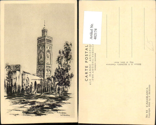 402174,Künstler AK P. Richard Morokko Casablanca Moschee