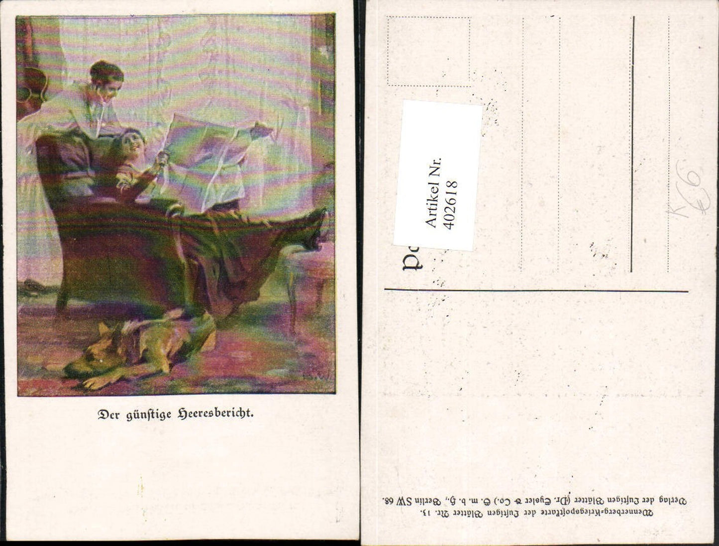 402618,Künstler AK Brynolf Wennerberg 13 Der günstige Heeresbericht Frauen Zeitung Hund