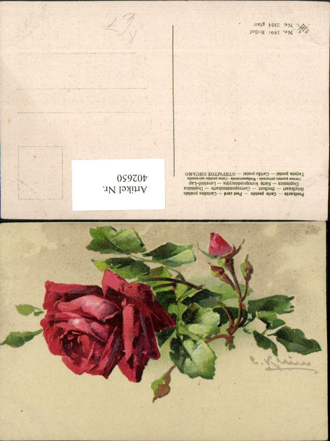402650,Künstler AK Catharina Klein Rose Rosenblüte Knospe