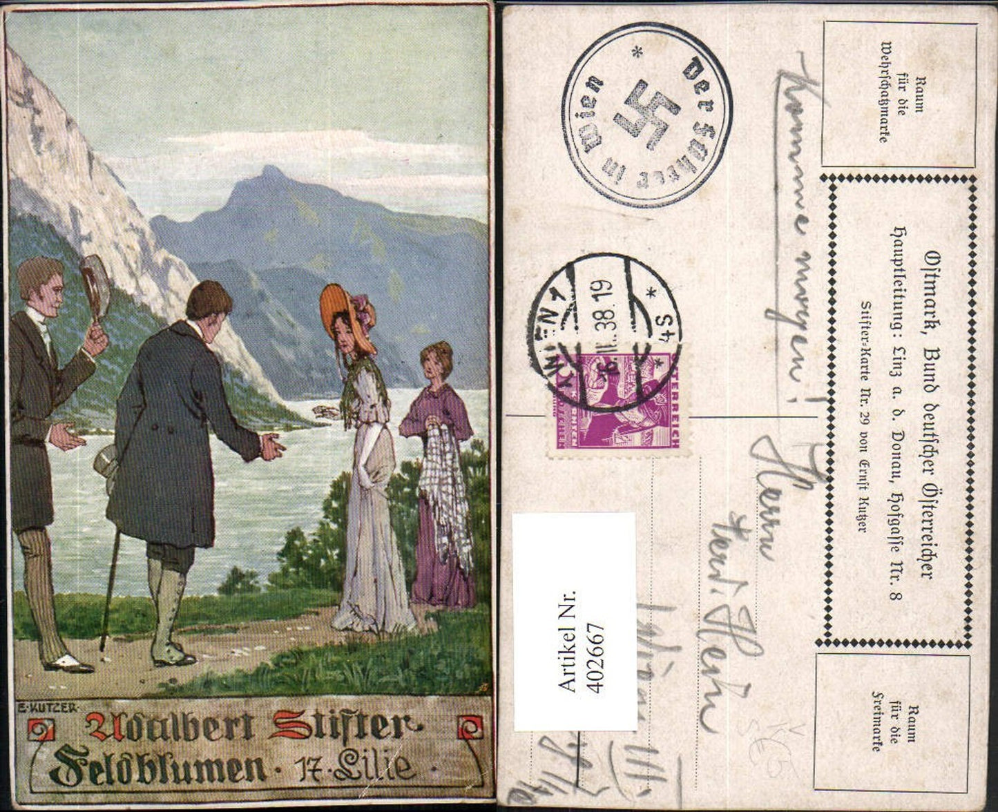 402667,Künstler AK Ernst Kutzer Adalbert Stifter Führer in Wien pub Bund deutscher Österreicher 29