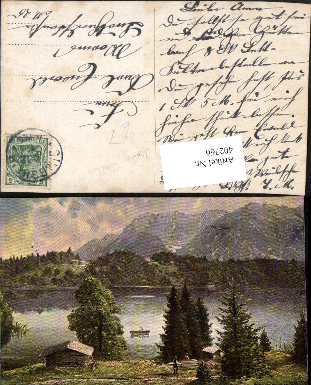 402766,Künstler AK Moritz Müller München See Bergkulisse