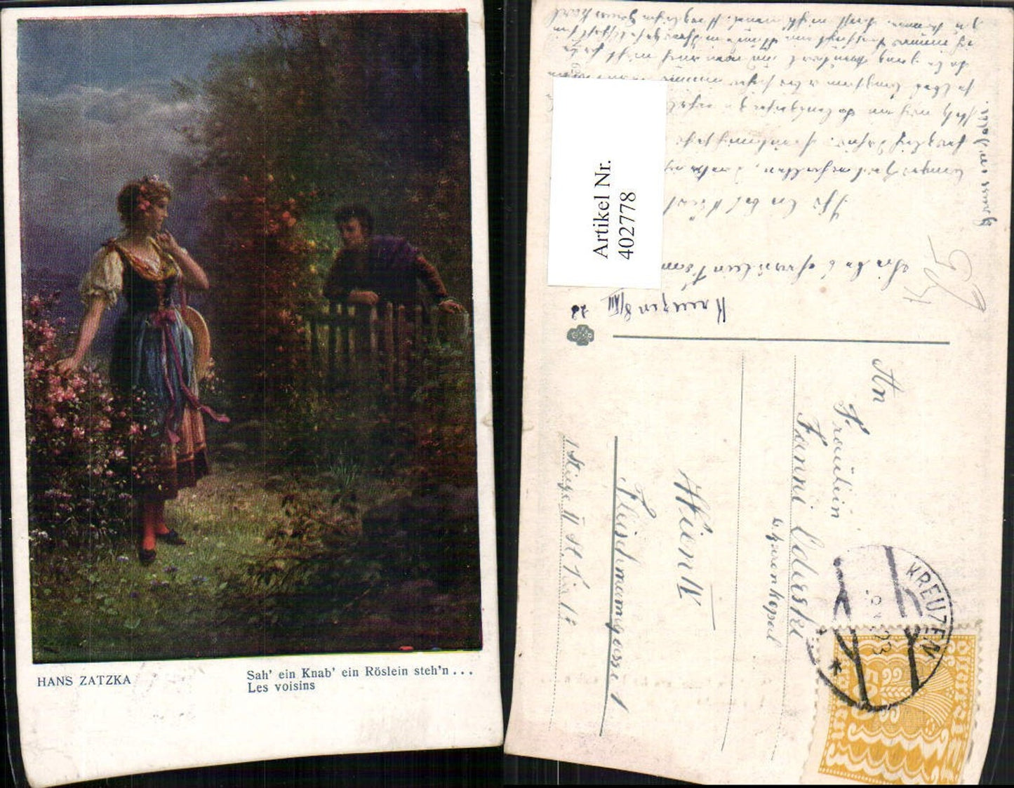 402778,Zatzka Hans Sah ein Knab ein Röslein stehn Liebe Tracht
