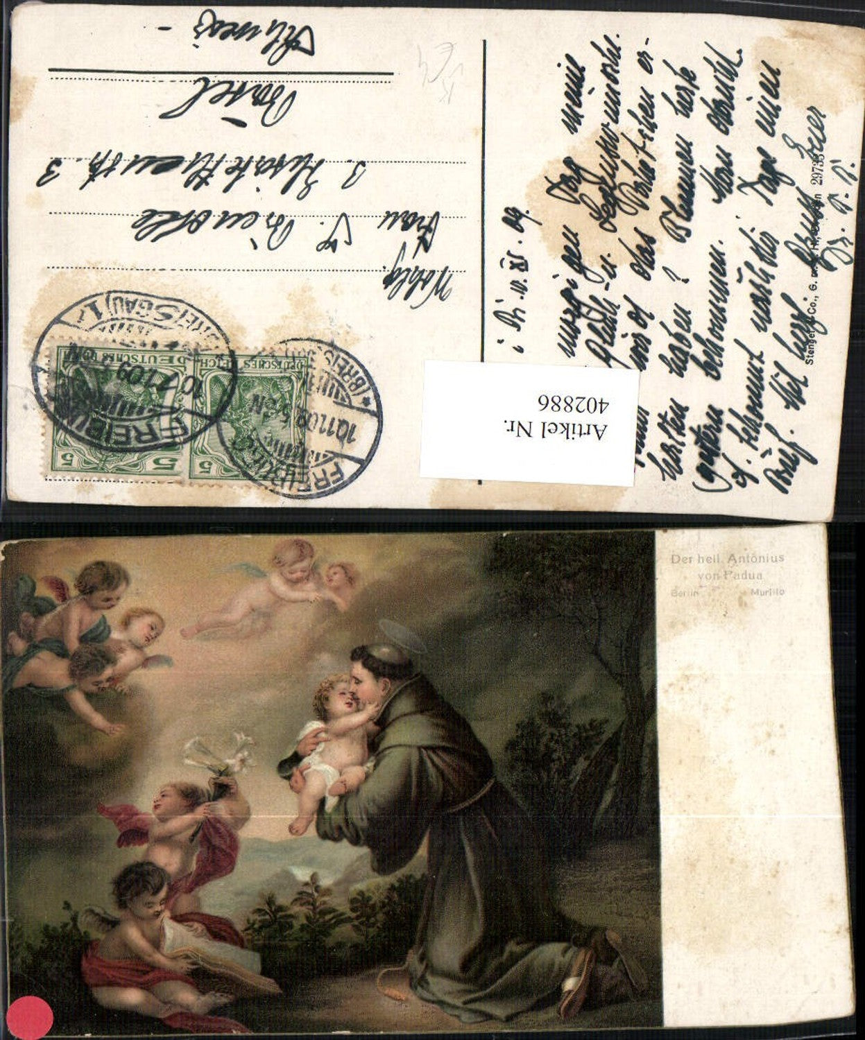 402886,Stengel Co 29733 Künstler Murillo Heiliger Antonius von Padua Engeln