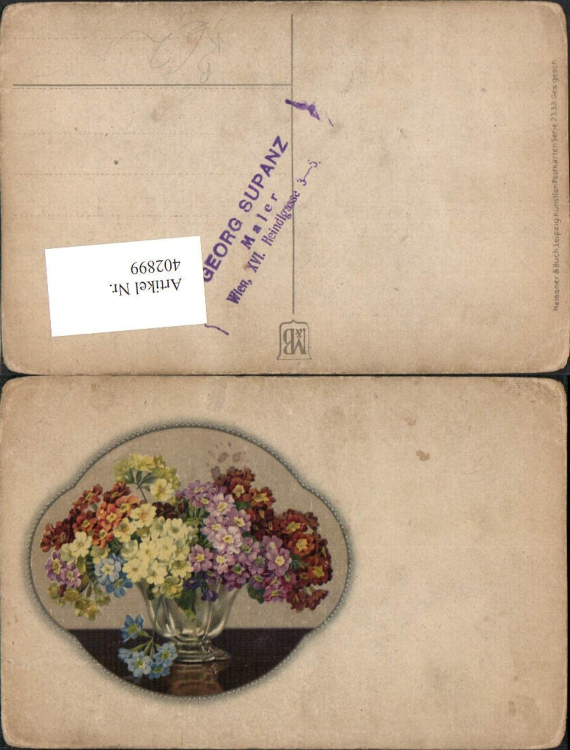 402899,Meissner & Buch 2333 Künstlerkarte Blumen Vase