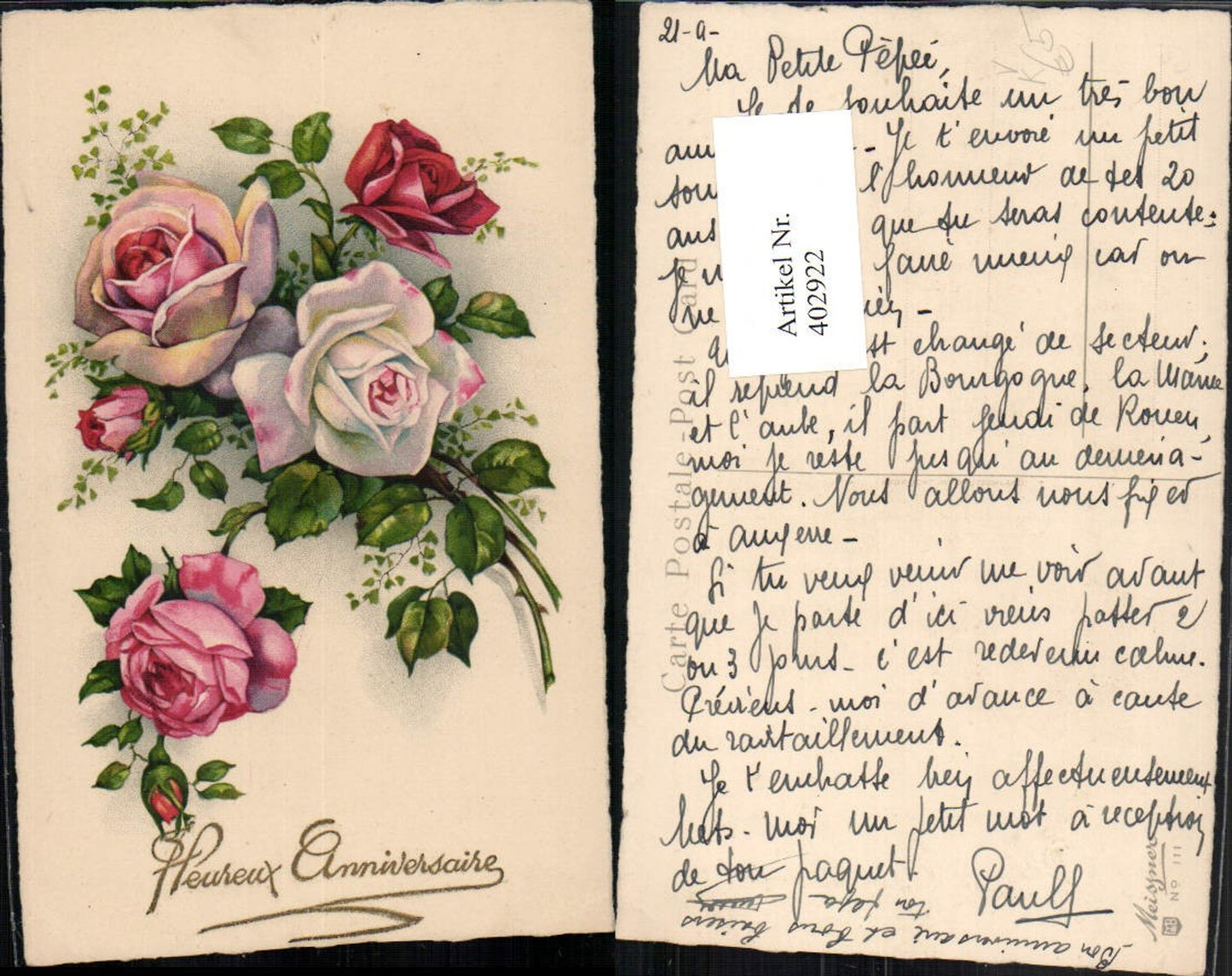 402922,Meissner & Buch 111 Künstlerkarte Rosen Rosenblüten Knospen