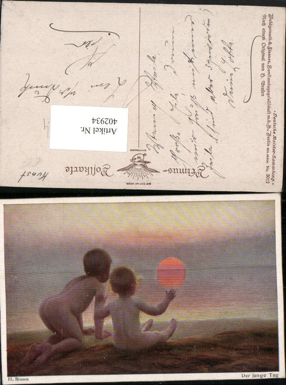 402934,Primus AK 3012 Künstler H. Brasen Der junge Tag Nackte Kinder Strand