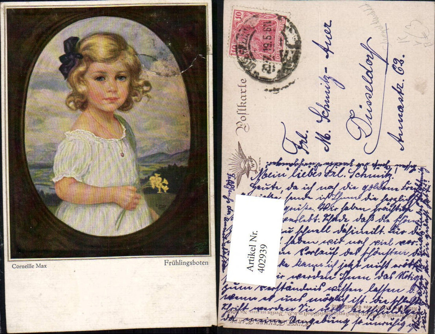 402939,Primus AK 5018 Künstler Corneille Max Frühlingsboten Mädchen Portrait