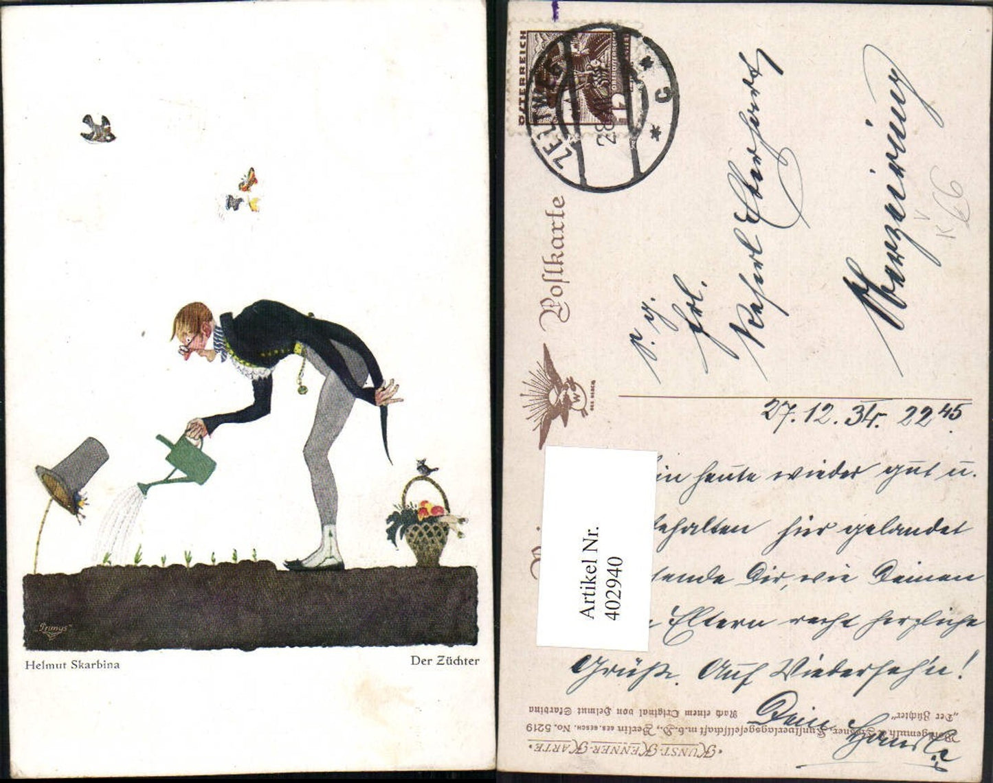 402940,Primus AK 5219 Künstler Helmut Starbina Der Züchter Gießkanne