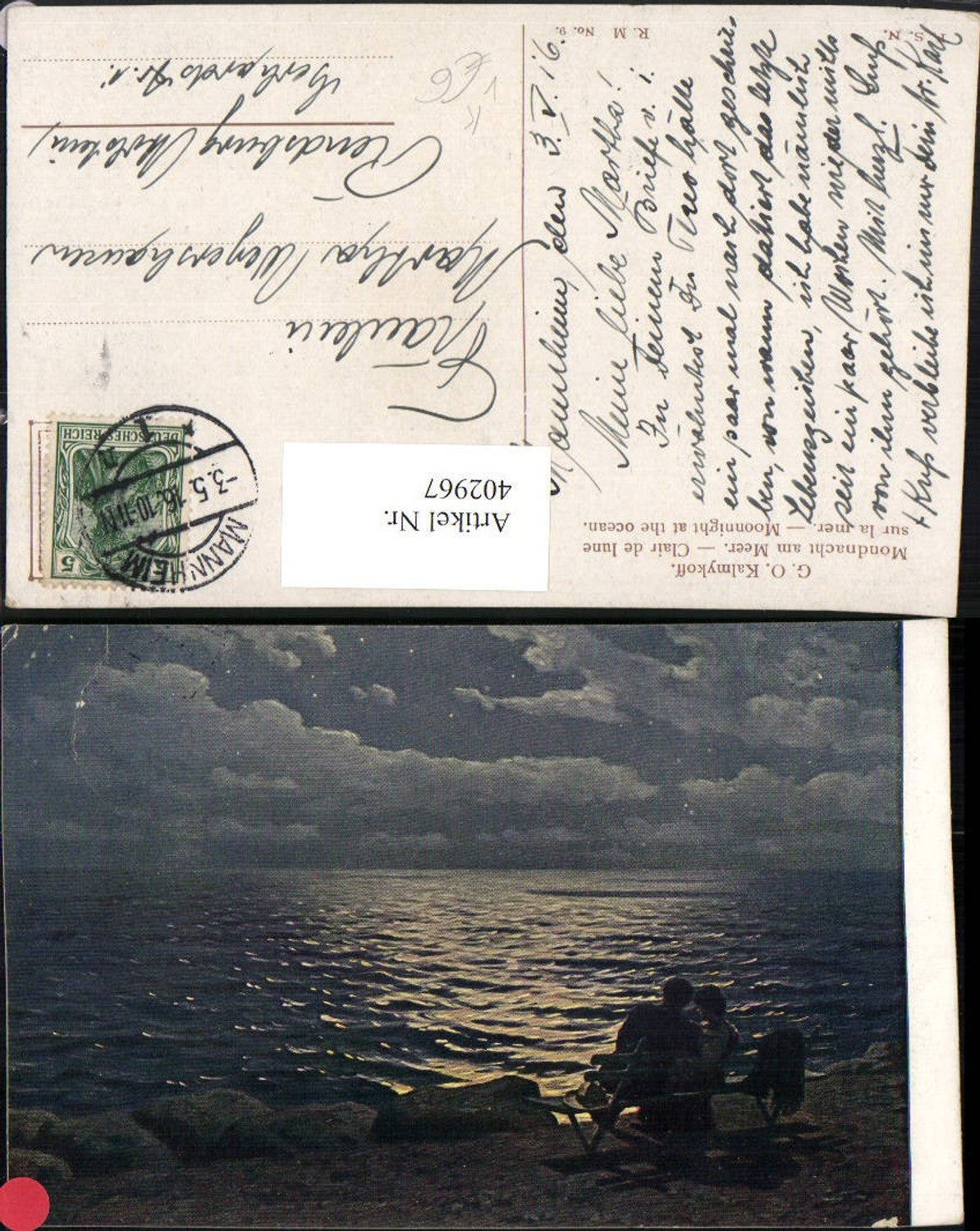 402967,Theo Stroefer 9 Künstler G. O. Kalmykoff Mondnacht am Meer Russische Meister