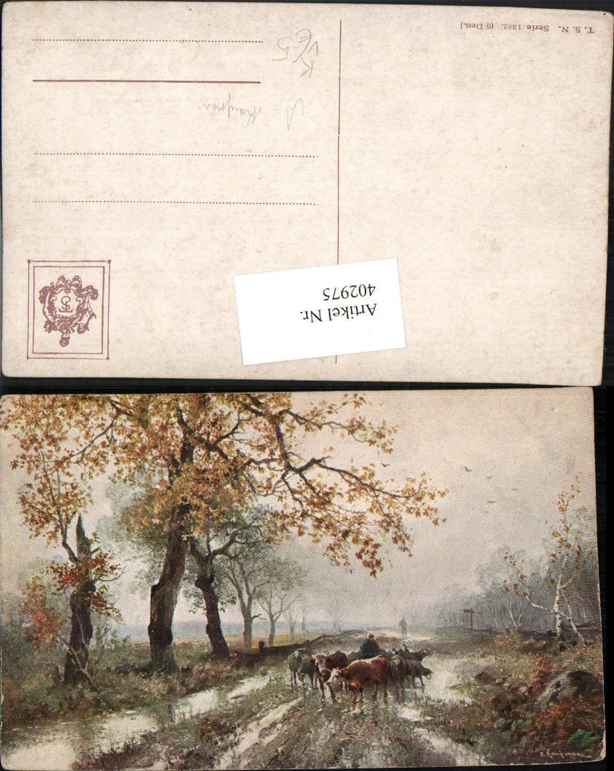 402975,Theo Stroefer 1382 Künstler A. Kaufmann Landschaft Rinder