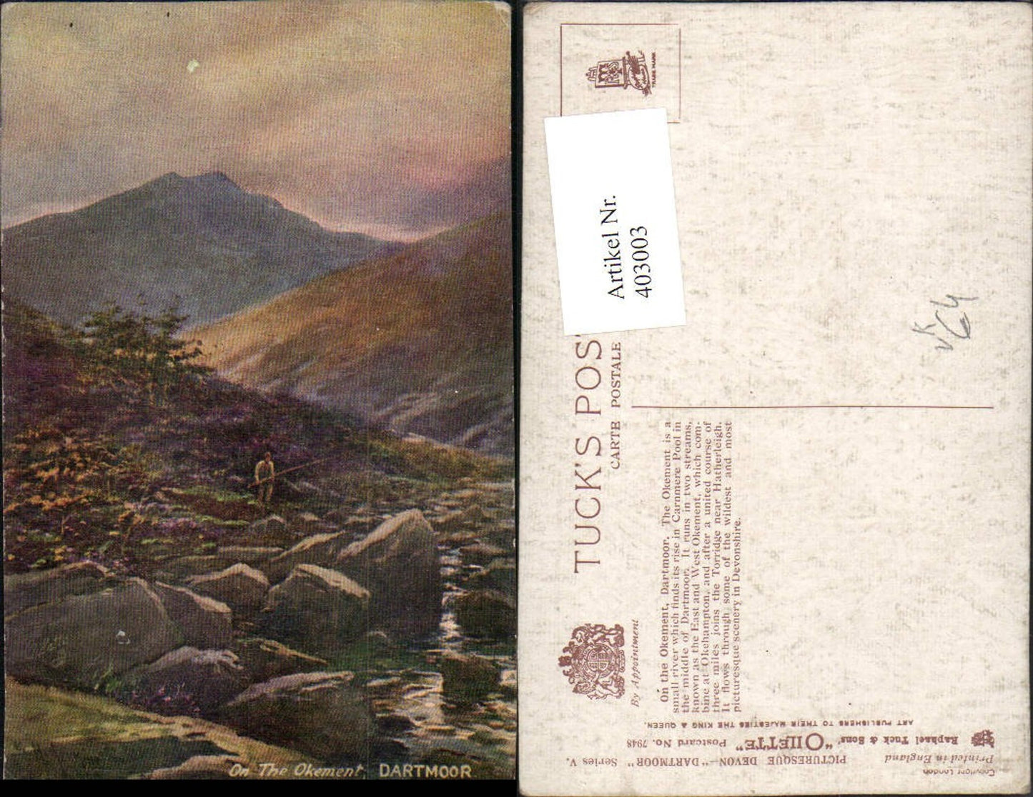 403003,Raphael Tuck & Sons 7948 Künstlerkarte Dartmoor On the Okement Landschaft