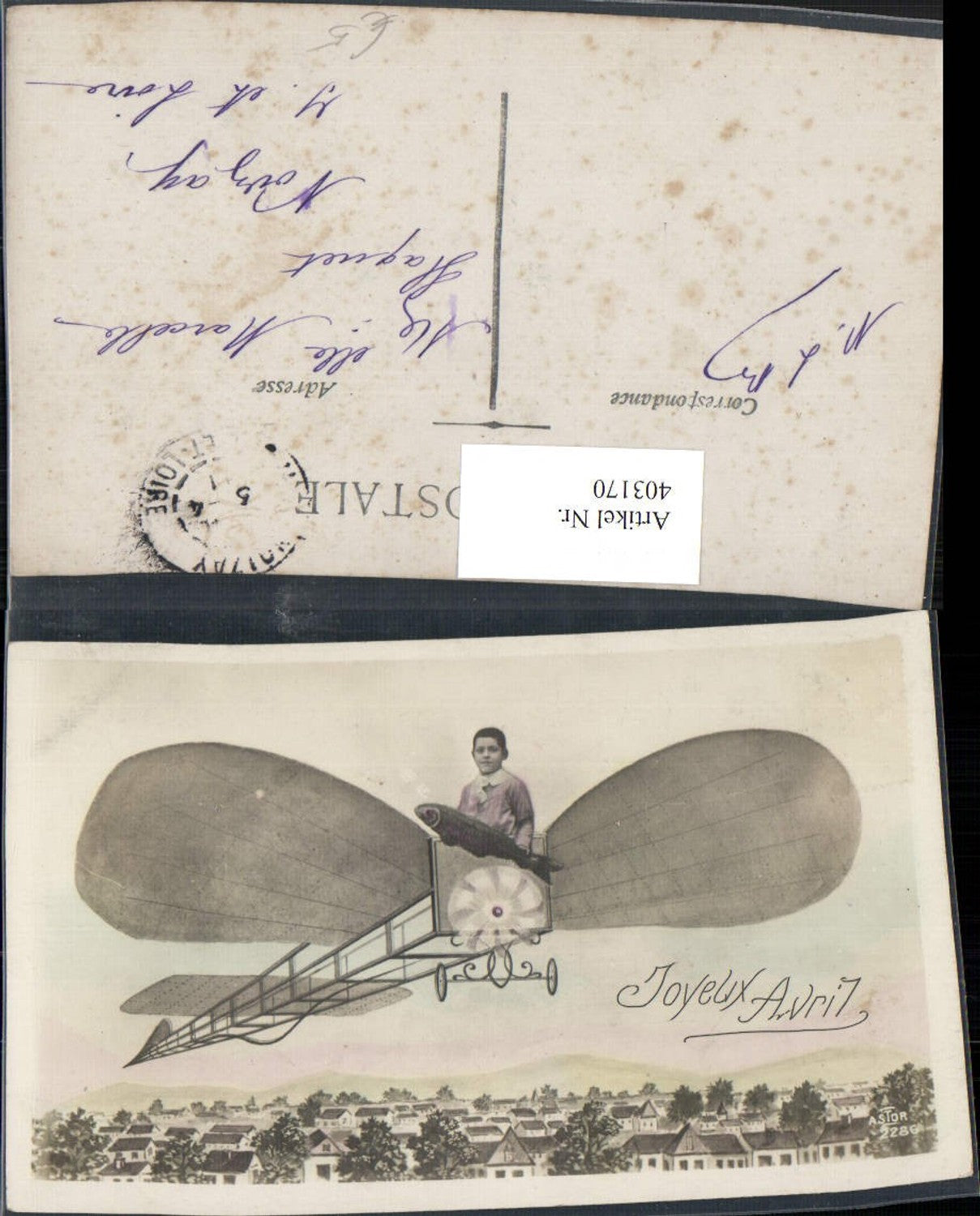 403170,Fotomontage 1. April Kind Bub Fisch Segelflugzeug