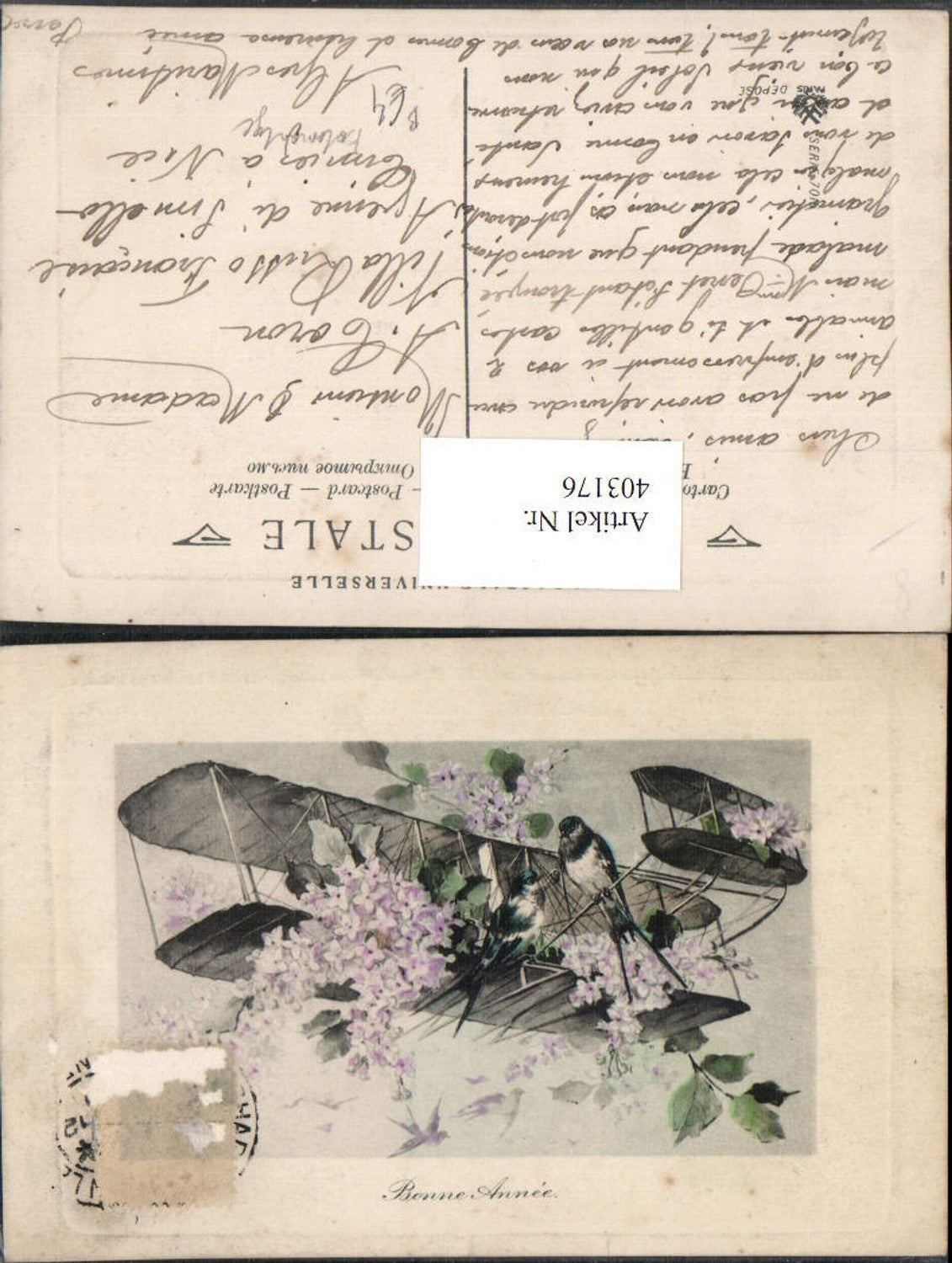403176,Fotomontage Doppeldecker Segelflugzeug Schwalben Blumen
