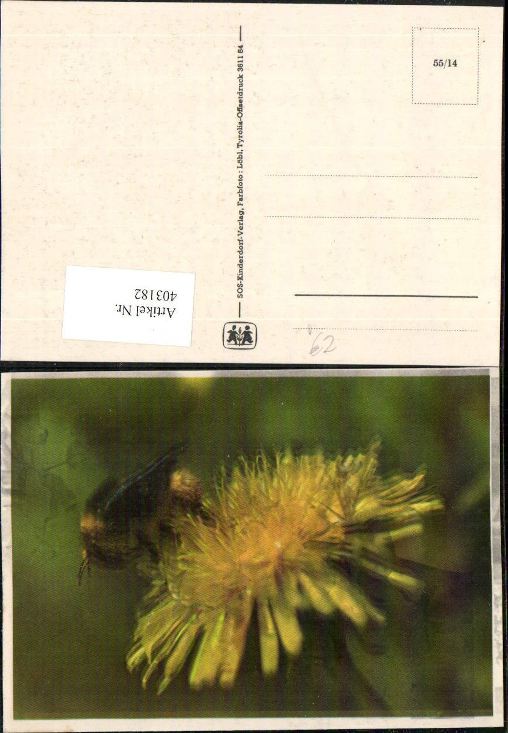 403182,SOS Kinderdorf 55/14 Löwenzahn Blume Biene