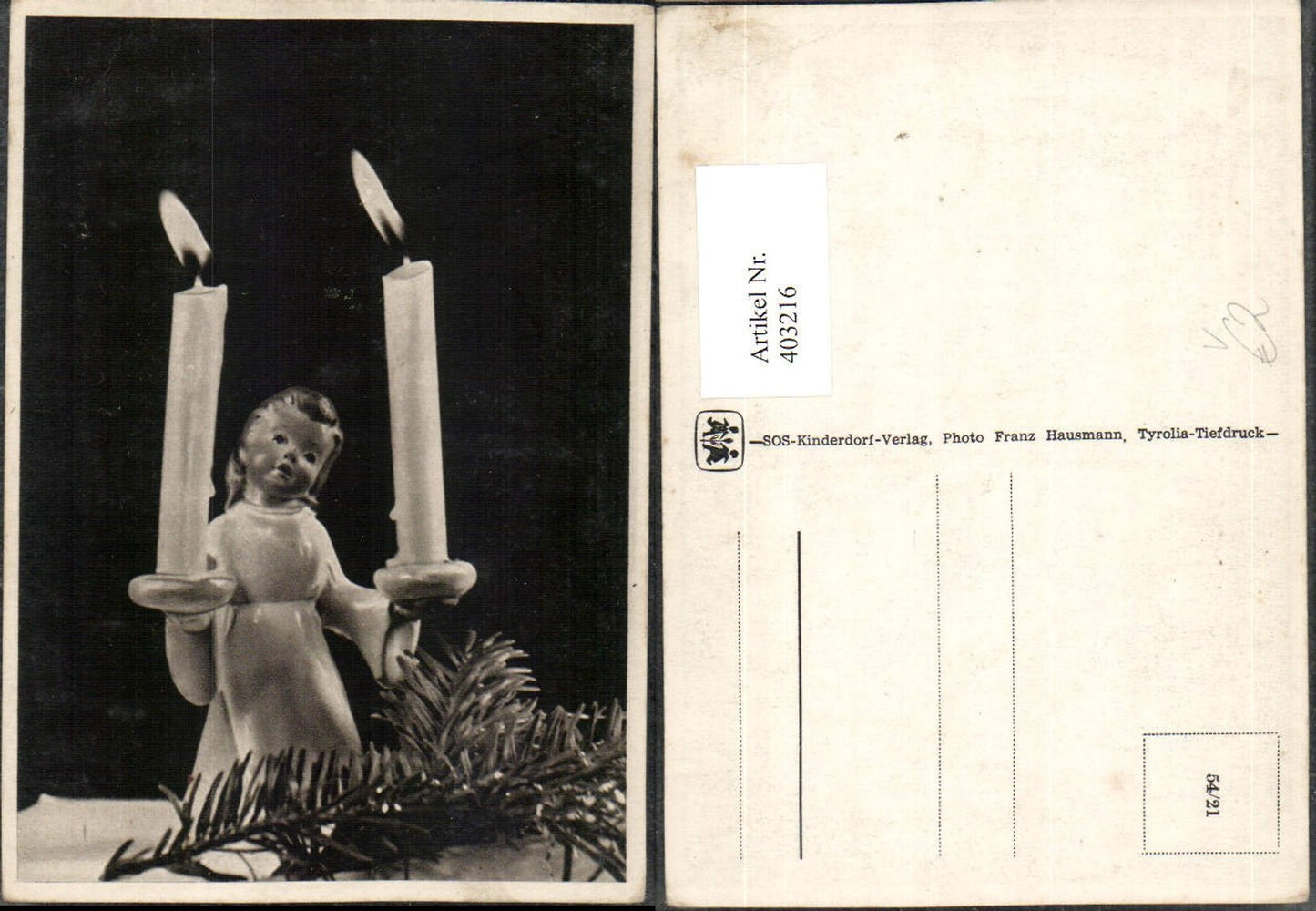 403216,SOS Kinderdorf 54/21 Tannenzweig Figur Kerzen
