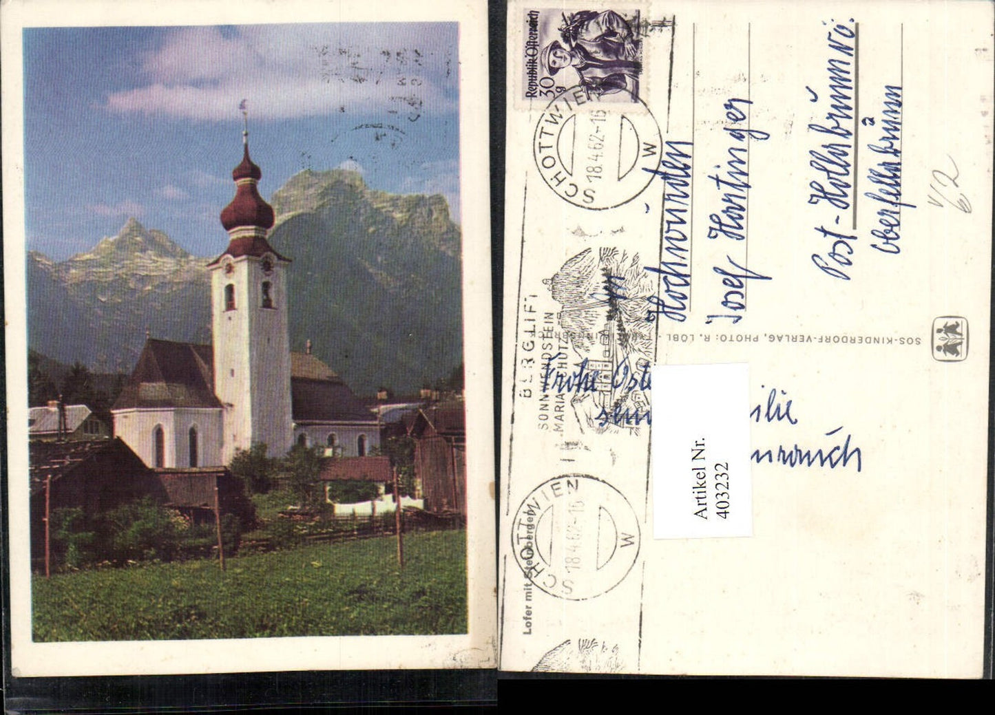 403232, SOS Children's Village Lofer Church with Steinbergen mountain backdrop