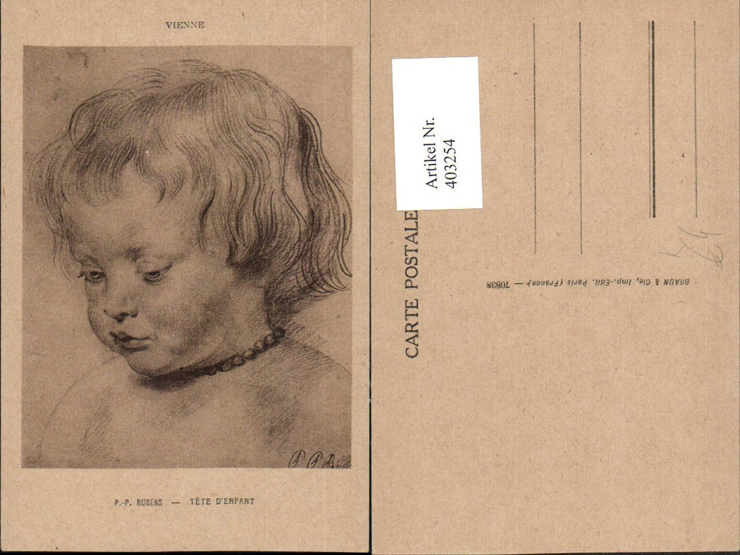 403254,Künstler AK P. P. Rubens Tete d'Enfant Kind Portrait