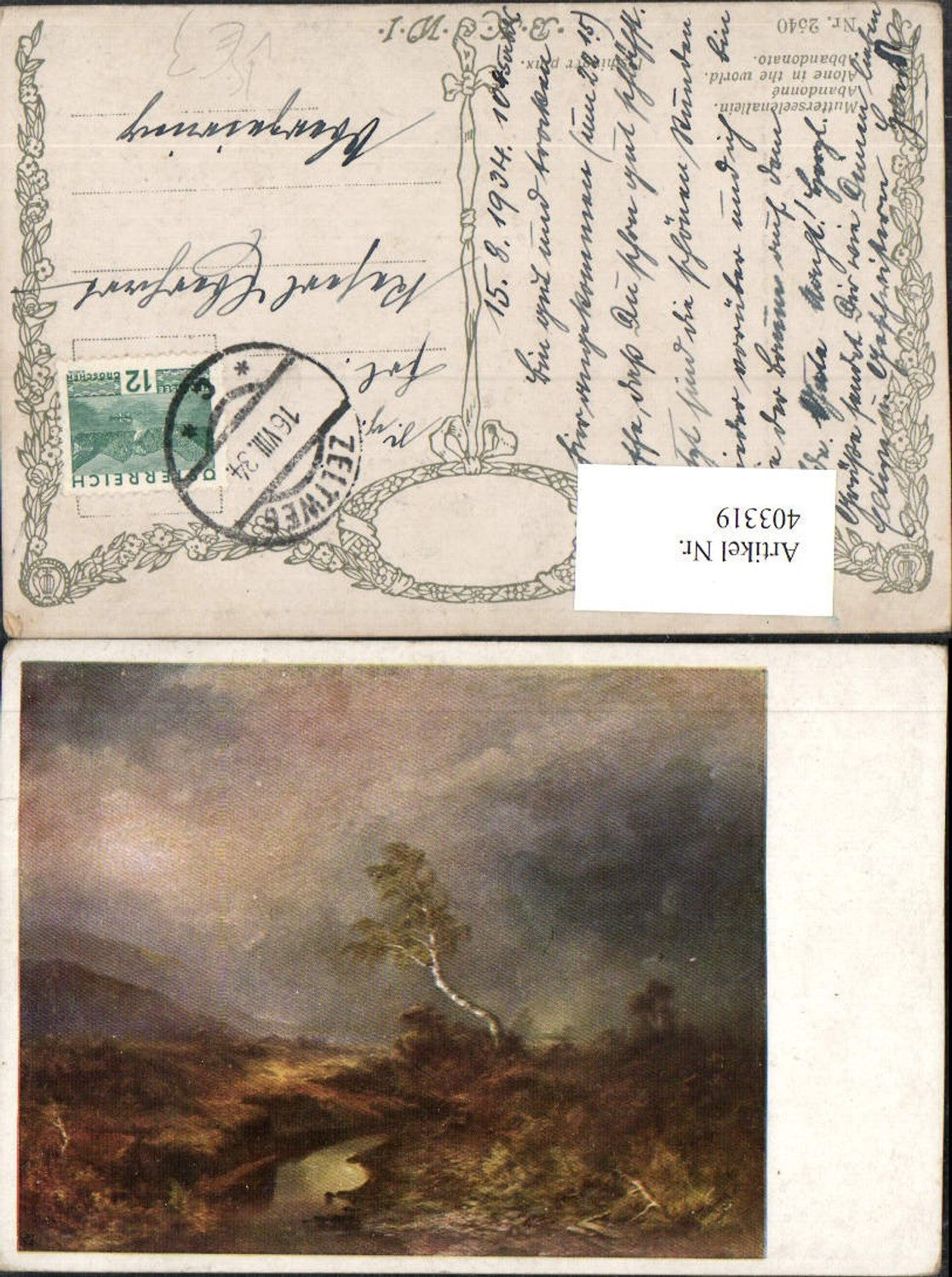 403319,Künstler AK Fischinger Mutterseelenallein Landschaft Baum pub B.K.W.I: 2540