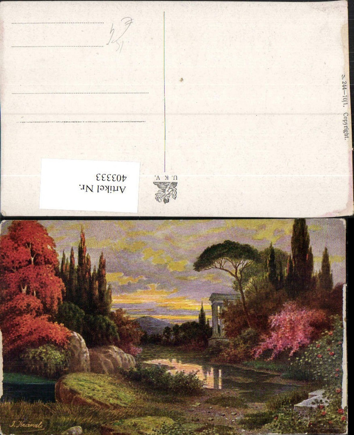 403333,Künstler AK J. Kränzle Landschaft Gewässer Bäume
