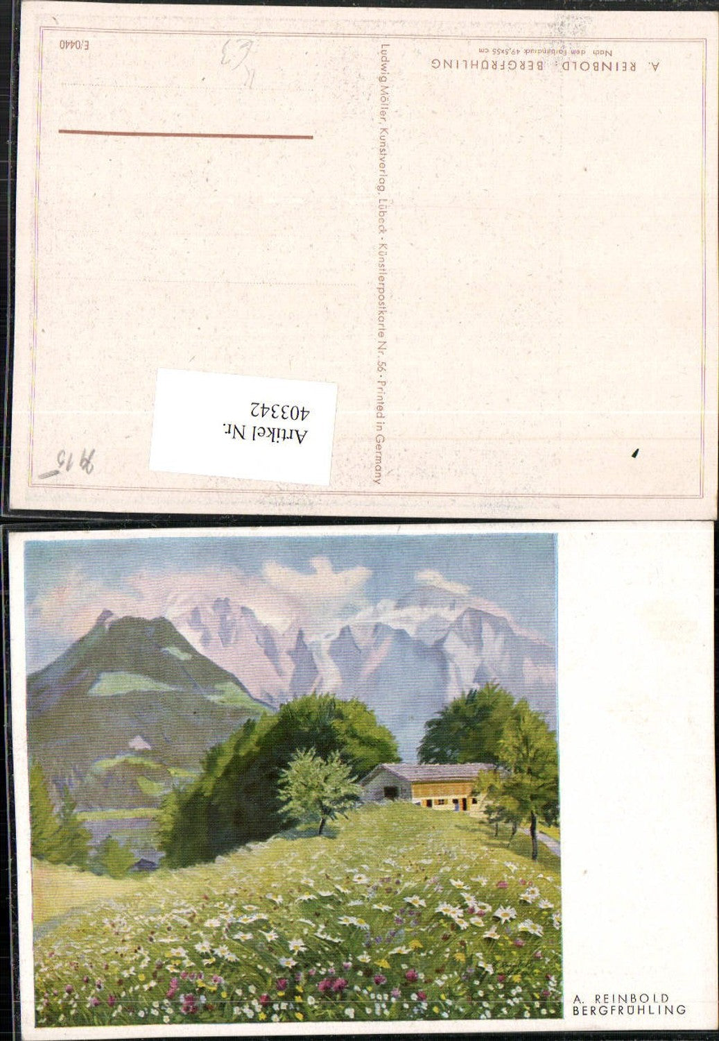 403342,Künstler AK A. Reinbold Bergfrühling Landschaft Bergkulisse