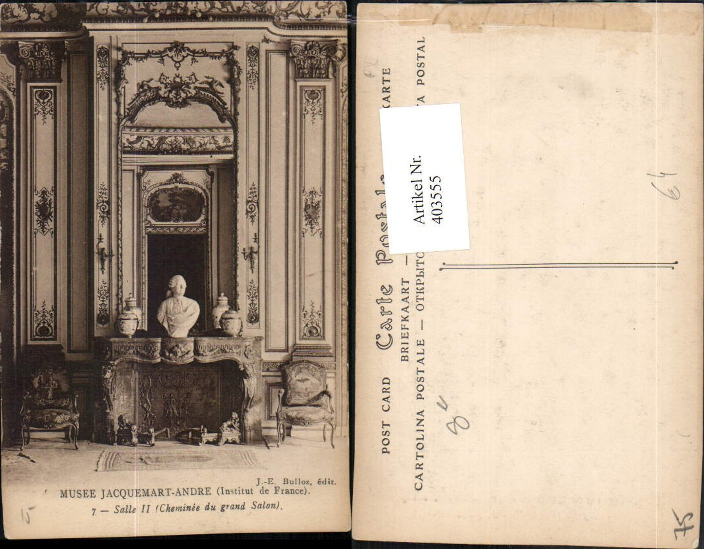 403555,Ile-de-France Paris Musee Jacquemart-Andre Salle Cheminee Museum Büste