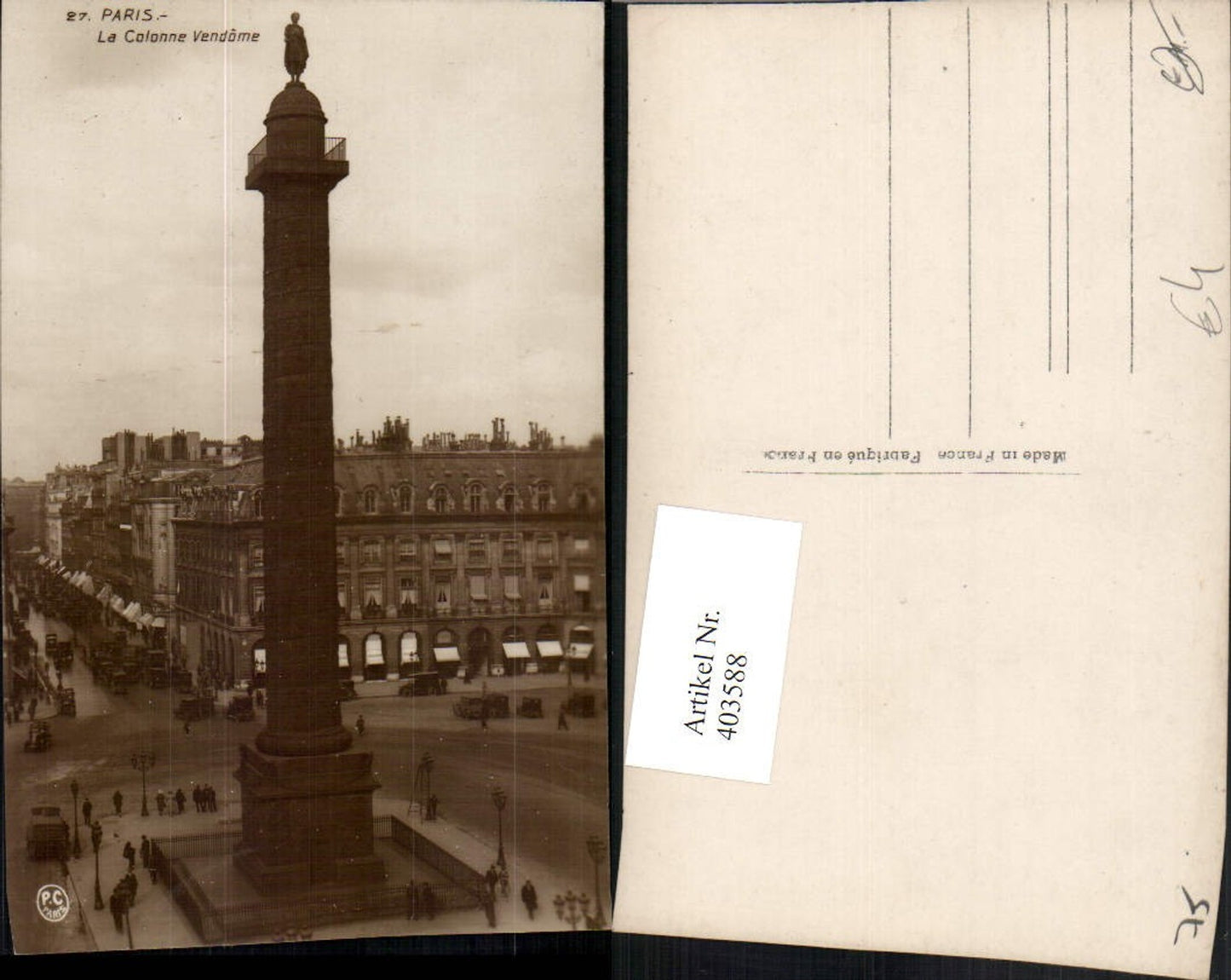 403588,Ile-de-France Paris La Colonne Vendome Säule