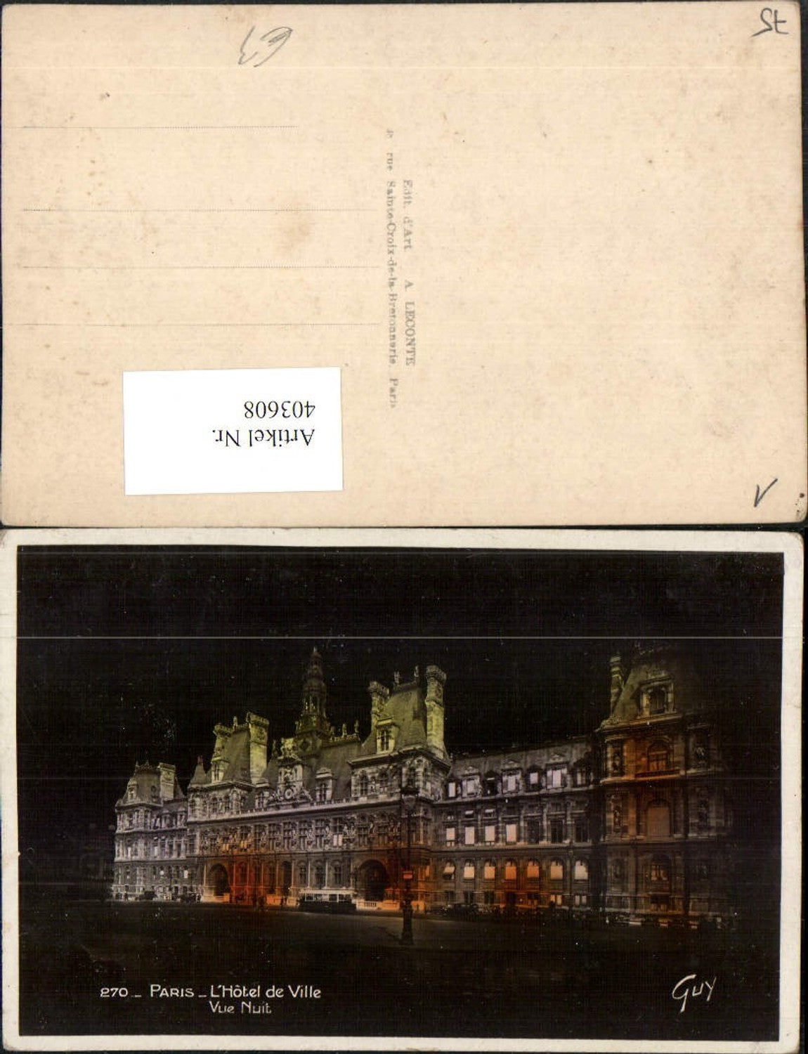 403608,Ile-de-France Paris L'Hotel de Ville vue Nuit Rathaus Gebäude