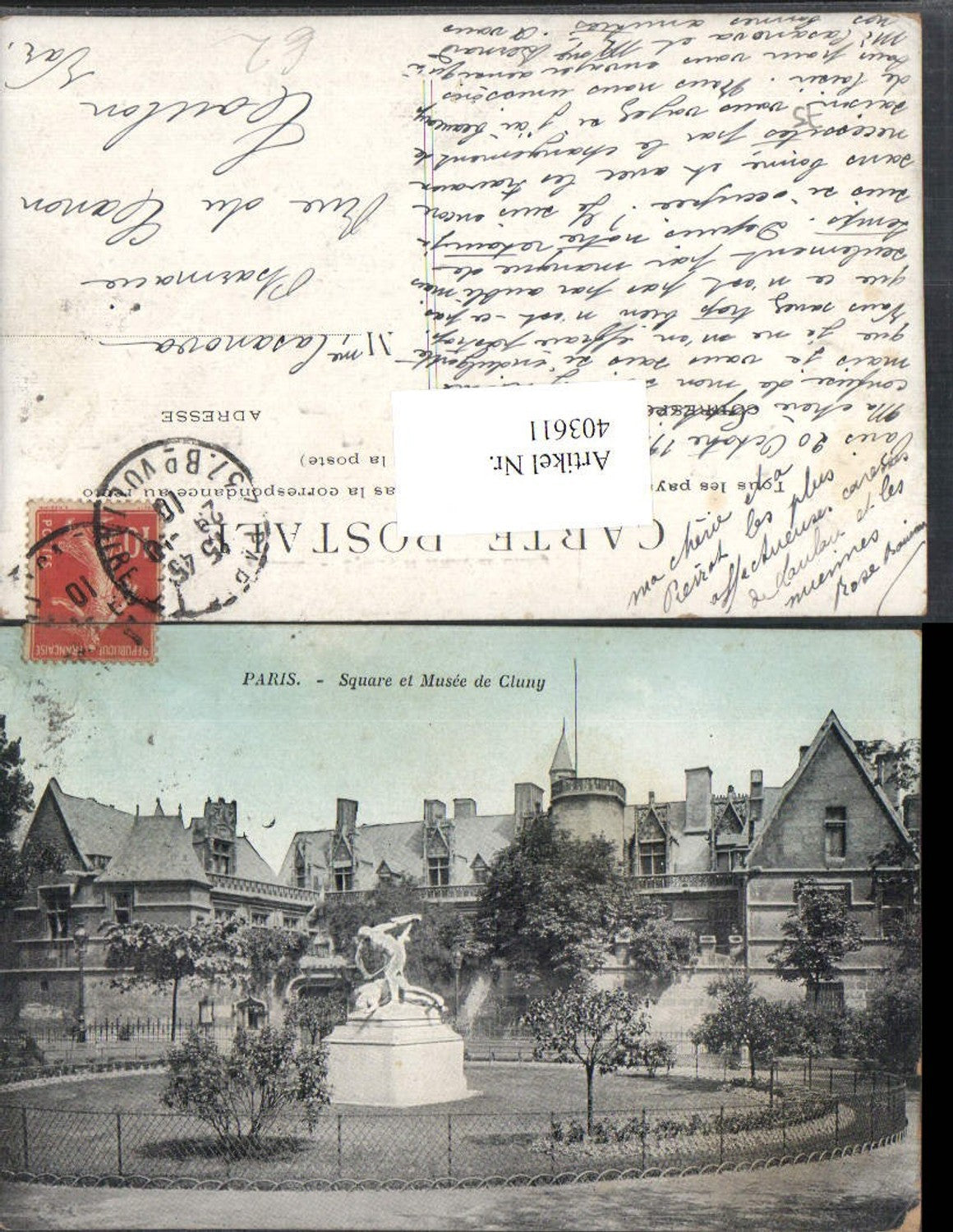 403611,Ile-de-France Paris Square et Musee de Cluny Museum Statue