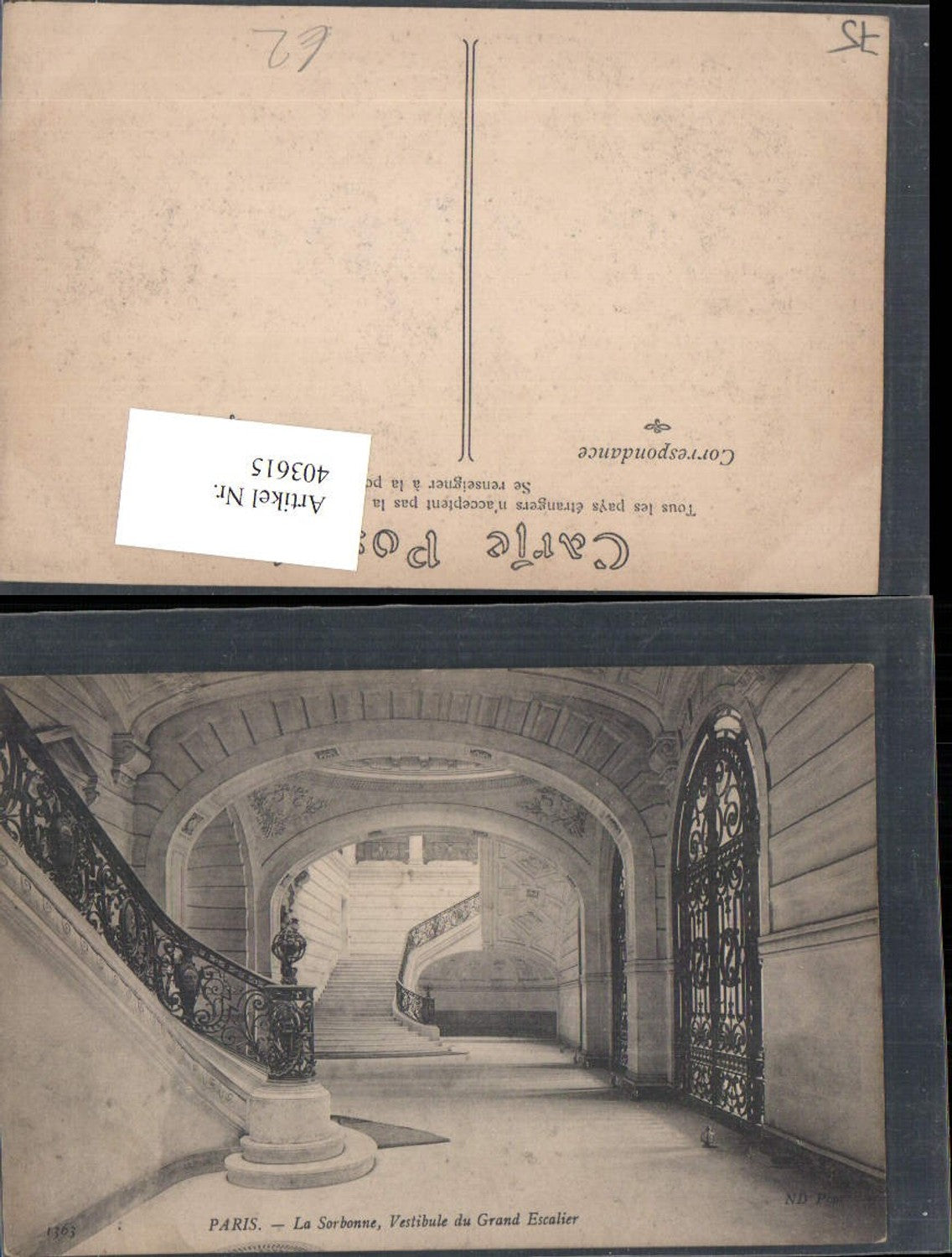 403615,Ile-de-France Paris La Sorbonne Vestibule du Grand Escalier Stiegenhaus