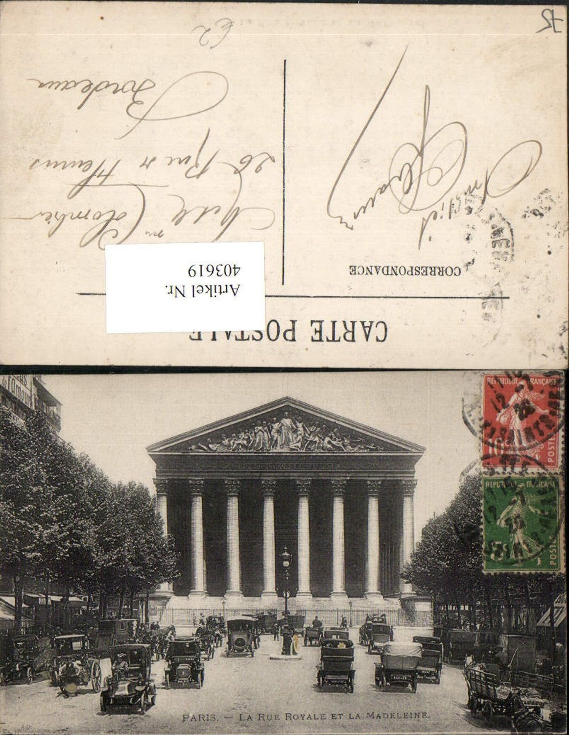 403619,Ile-de-France Paris La Rue Royale et la Madeleine Kirche Automobile