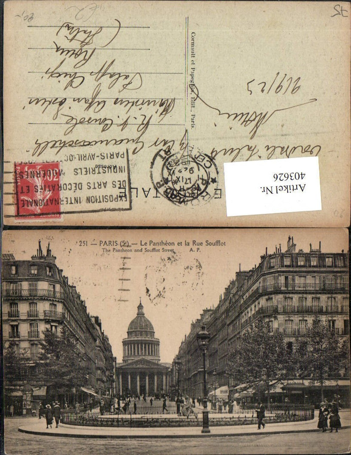 403626,Ile-de-France Paris Le Pantheon et la Rue Soufflot street view buildings