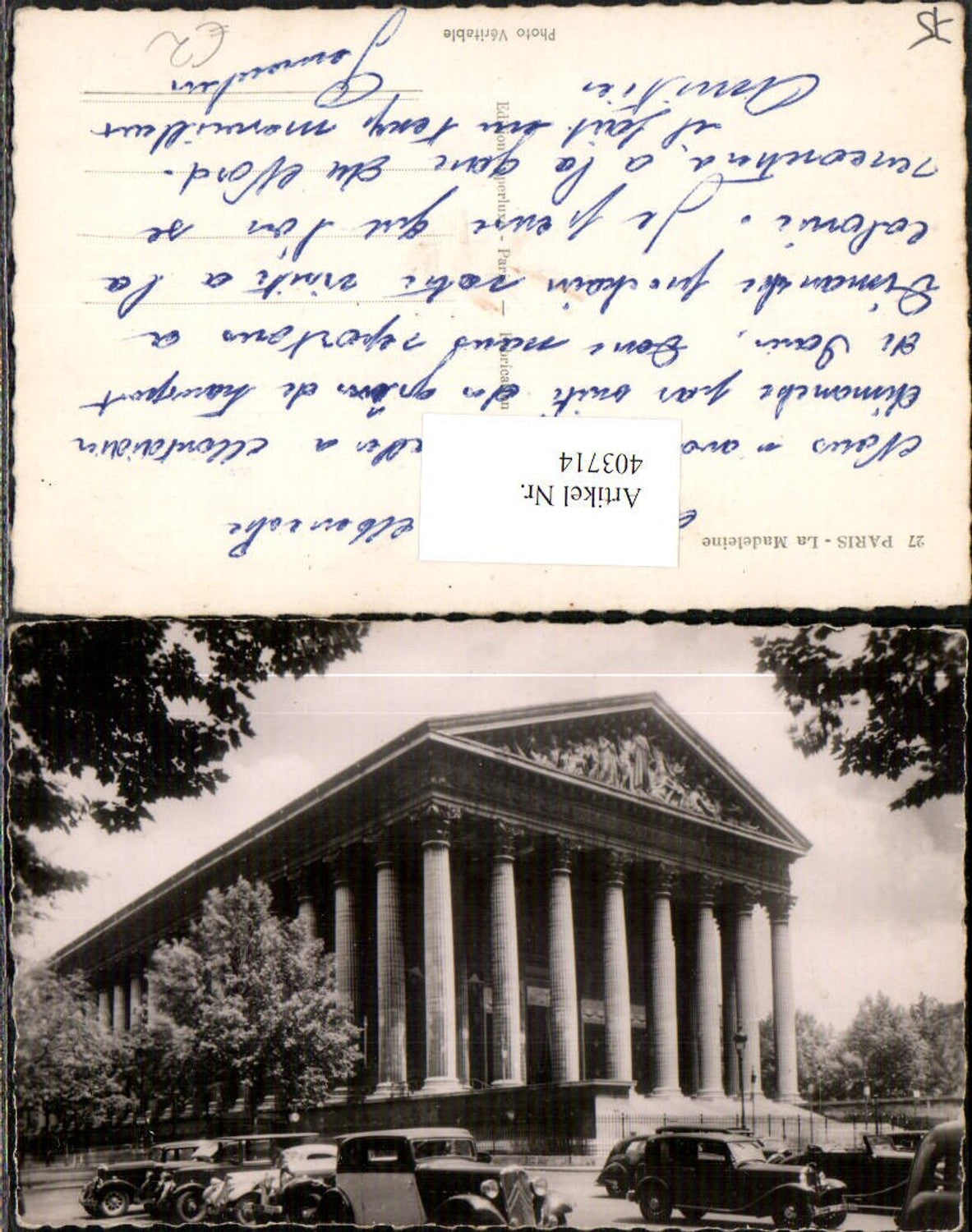 403714,Ile-de-France Paris La Madeleine Kirche Säulen Oldtimer