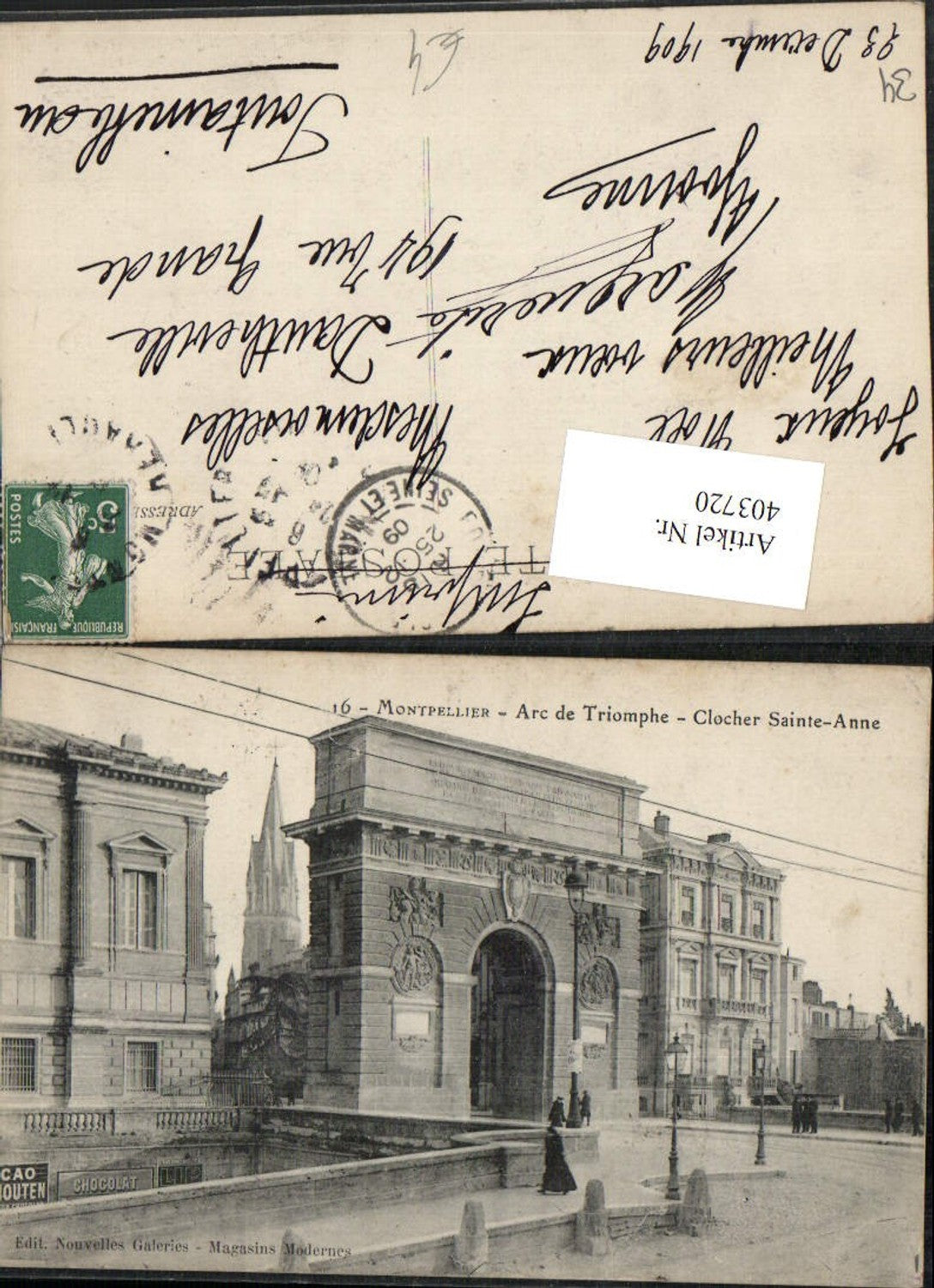 403720,Languedoc-Roussillon Herault Montpellier Arc de Triomphe Clocher Saint-Anne Triumphbogen