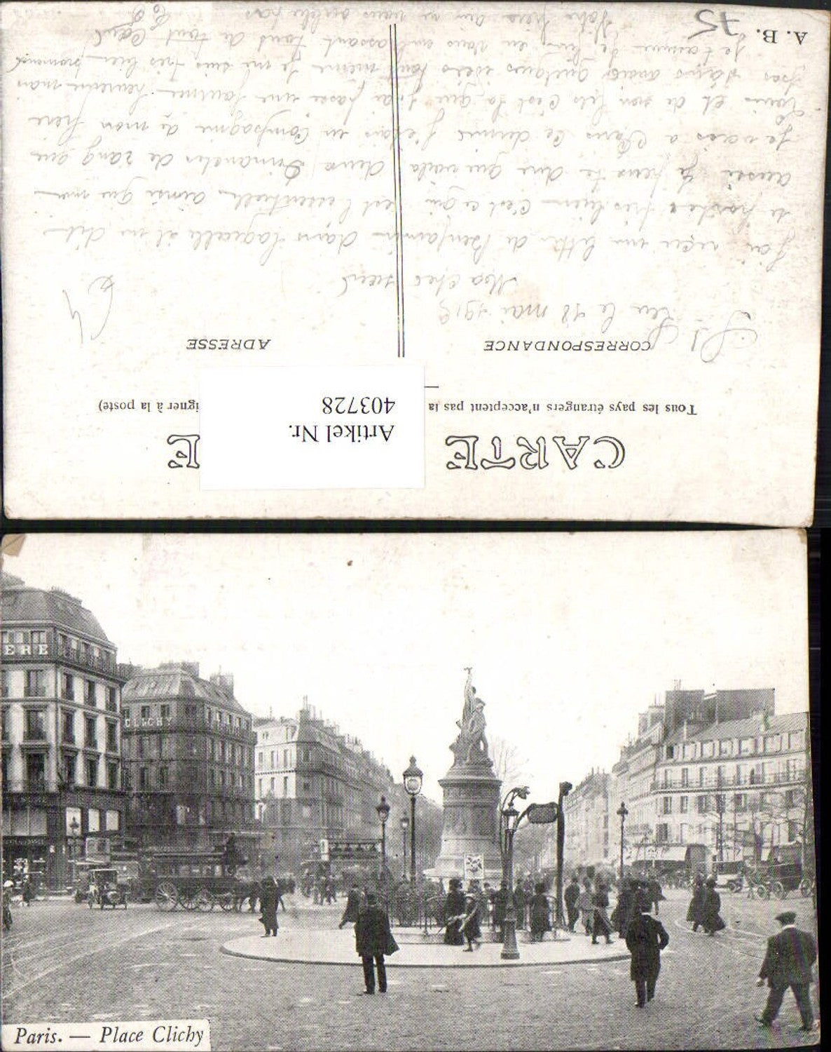 403728,Ile-de-France Paris Place Clichy Platz Monument