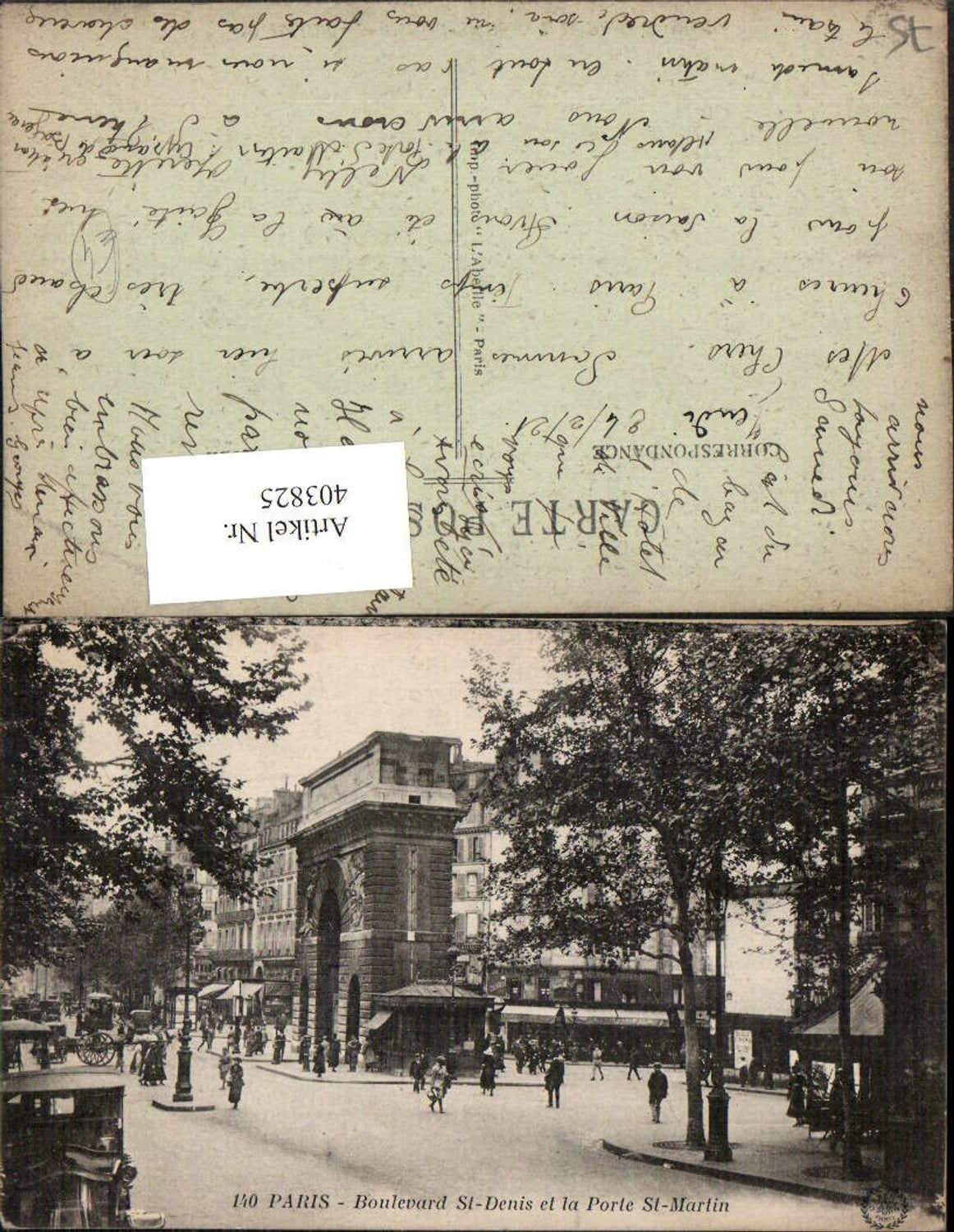 403825,Ile-de-France Paris Boulevard St-Denis et la Porte St-Martin Torbogen