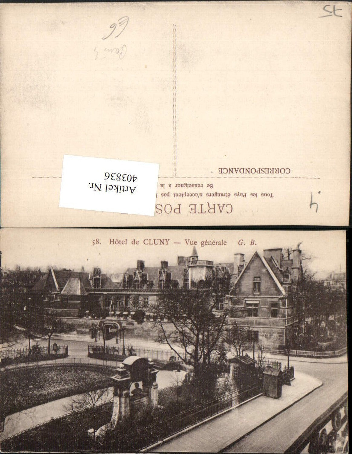 403836,Ile-de-France Paris Hotel de Cluny Vue generale Gebäude