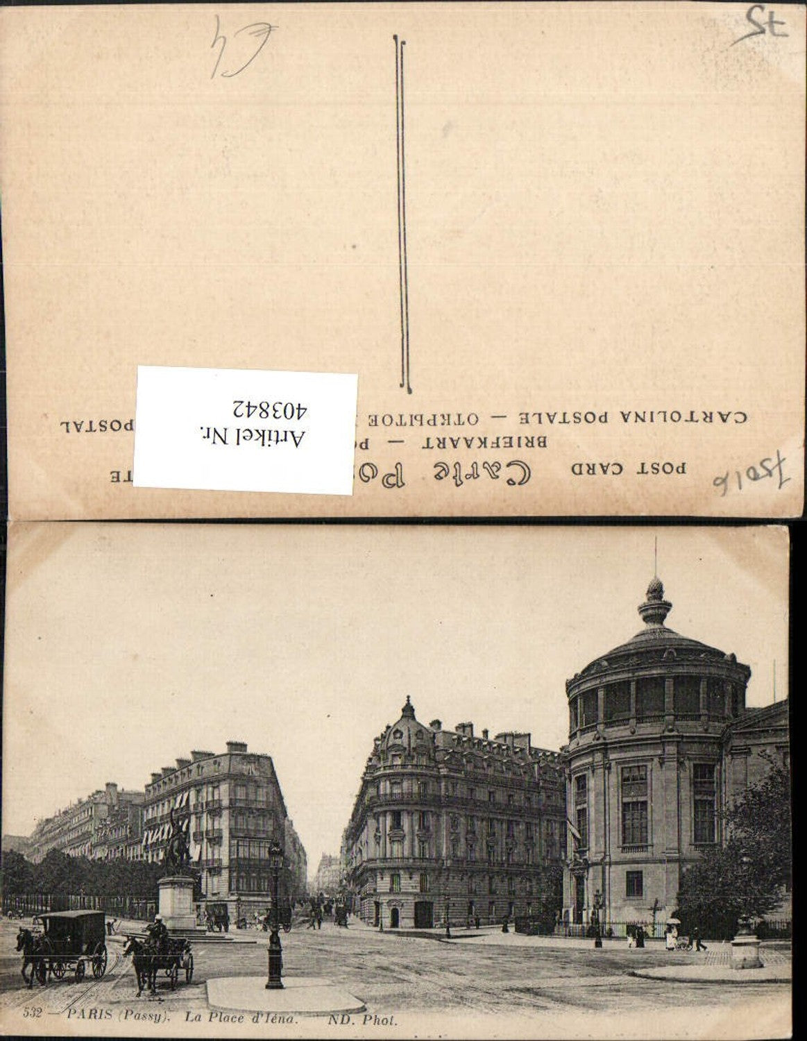 403842,Ile-de-France Paris La Place d'Iena Platz Straßenansicht