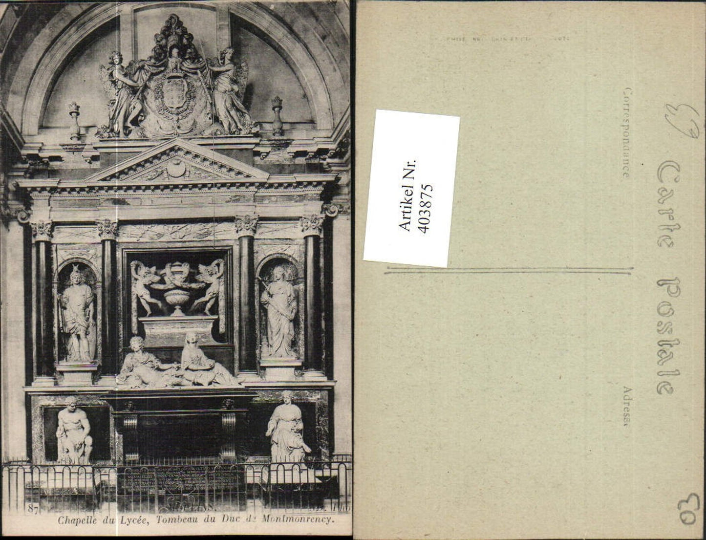 403875,Auvergne Allier Moulins Chapelle du Lycee Tombeau du Duc de Montmonrency Grabmal