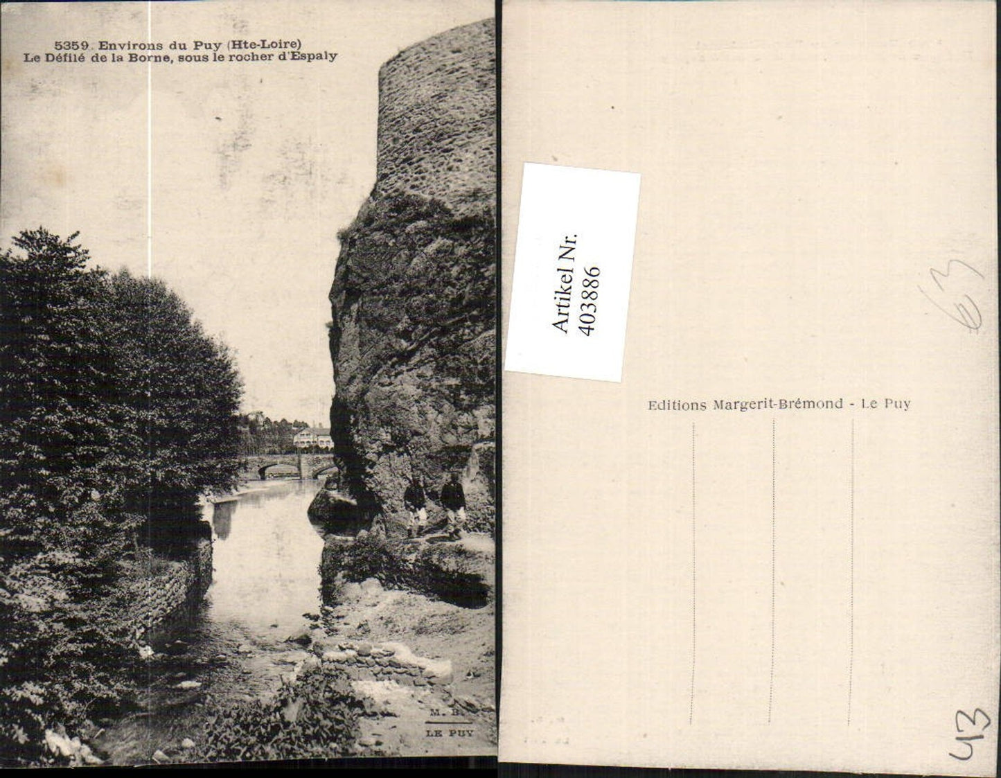 403886,Auvergne Haute-Loire Puy Le Defile de la Borne sous le rocher Espaly Felswand