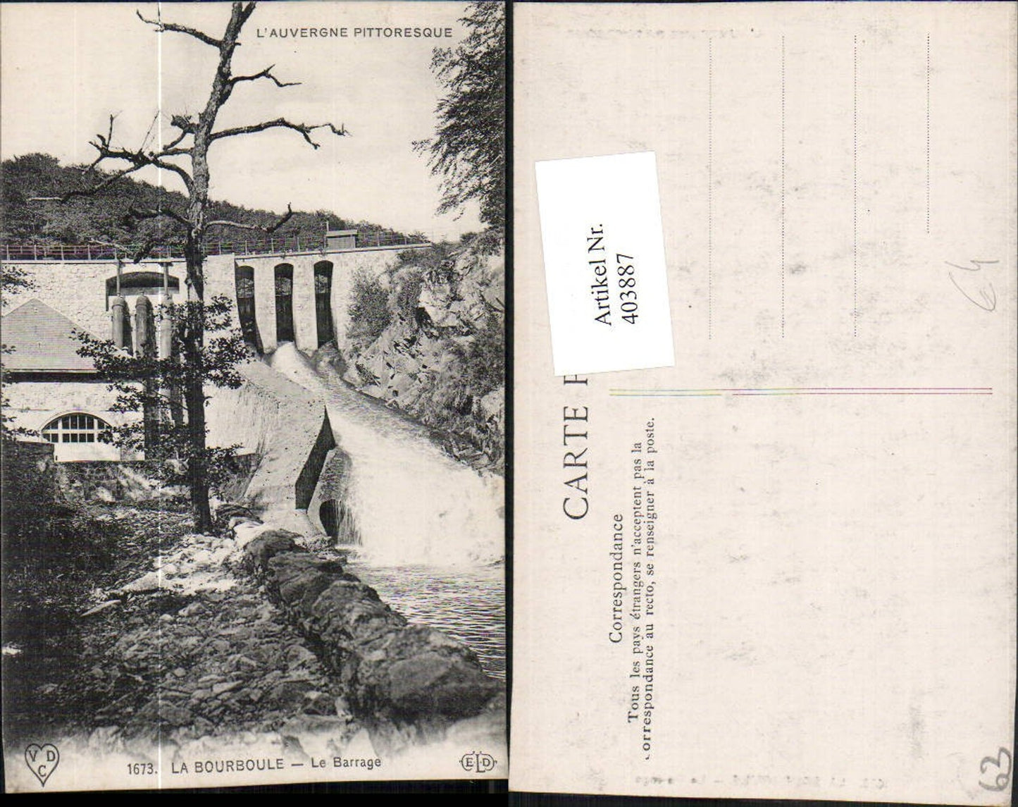 403887,Auvergne Puy-de-Dome La Bourboule Le Barrage Talsperre Damm