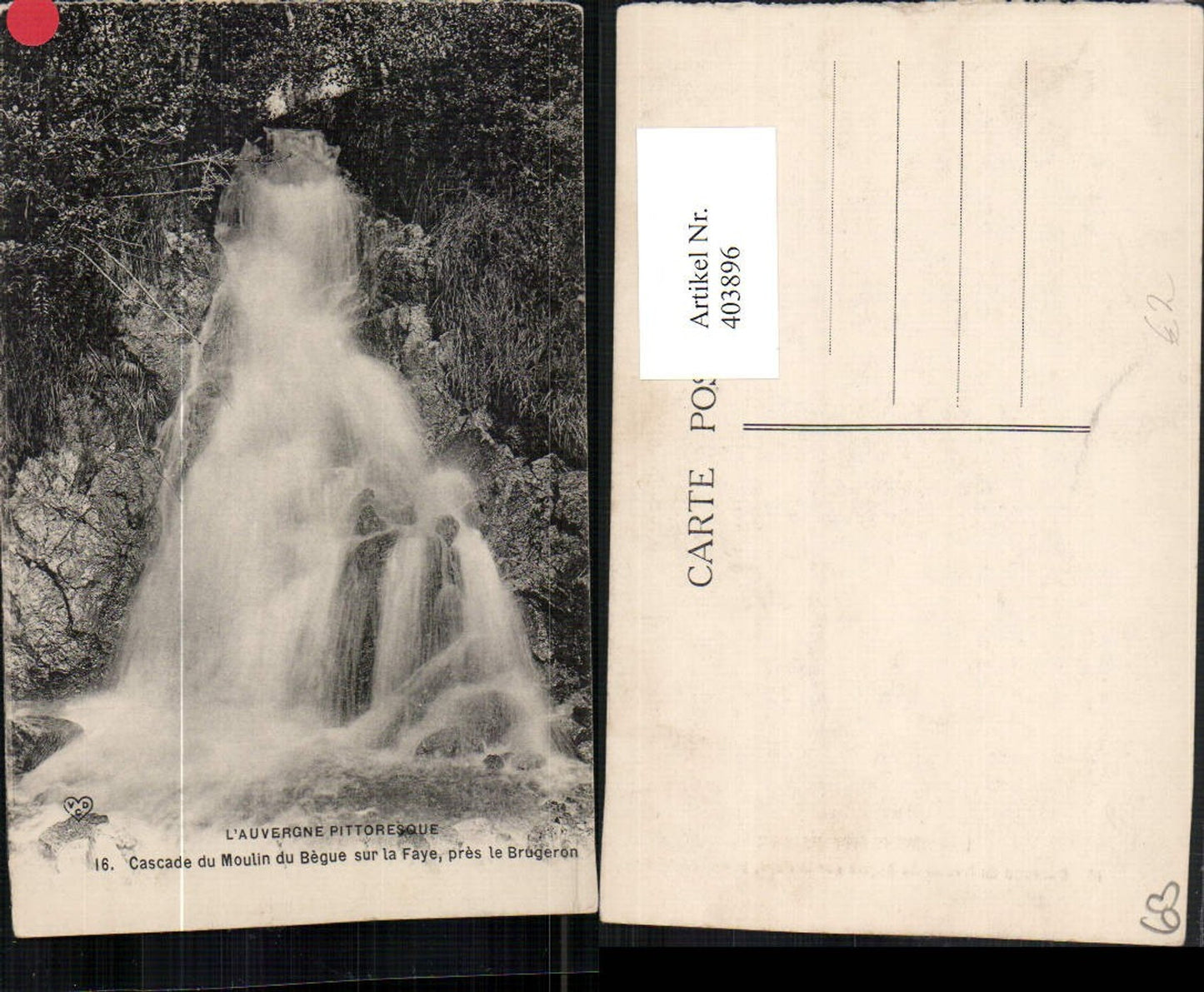 403896,Auvergne Puy-de-Dome Brugeron Cascade du Moulin du Begue sur la Faye Wasserfall